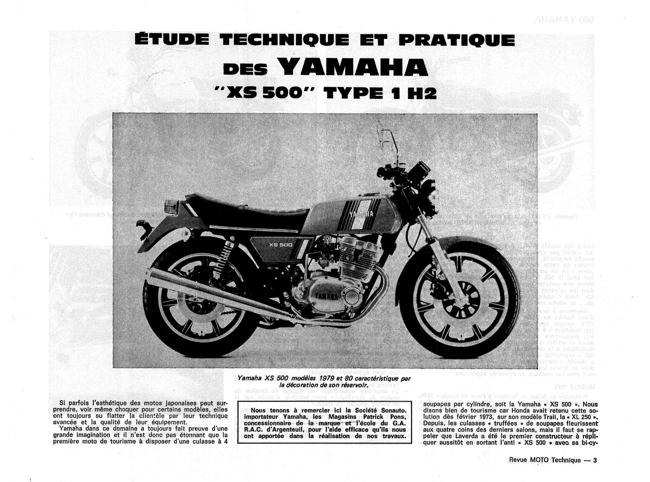 Yamaha XS 500 - Honda CX / GL 400 / 500 / 650 - Revue Technique