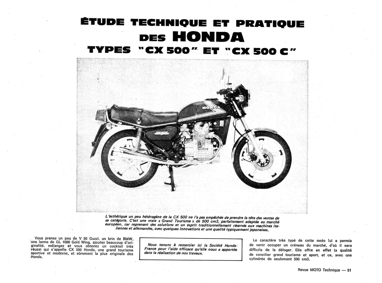 Yamaha XS 500 - Honda CX / GL 400 / 500 / 650 - Revue Technique