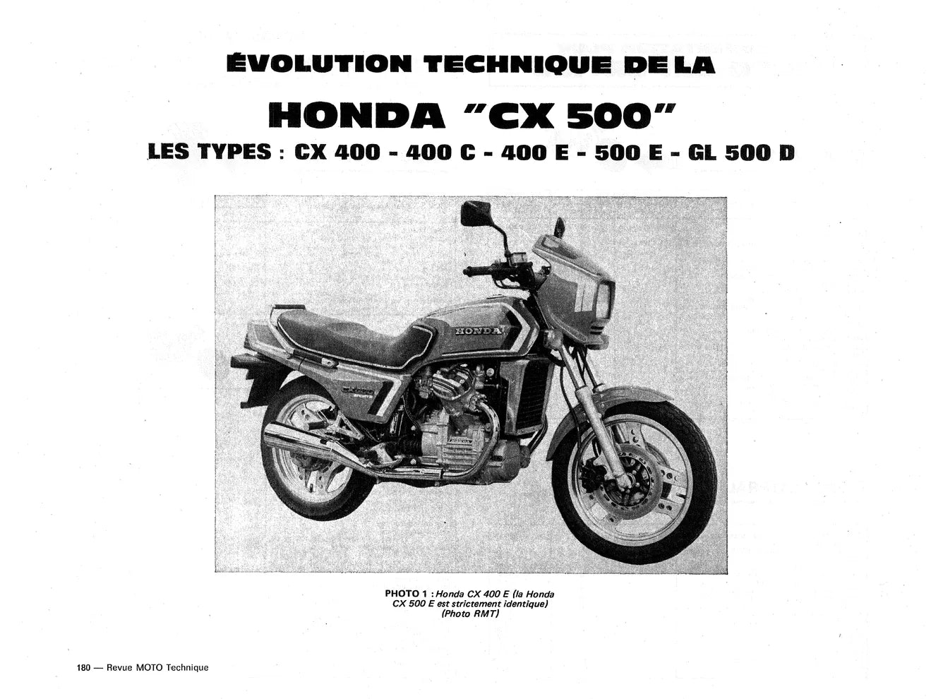 Yamaha XS 500 - Honda CX / GL 400 / 500 / 650 - Revue Technique