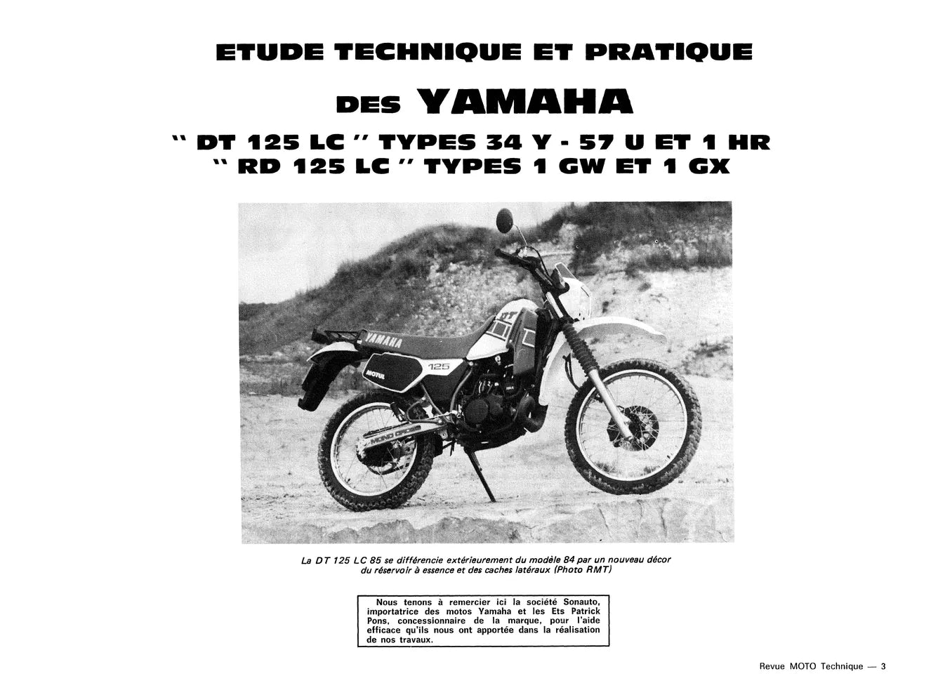 Yamaha DT / RD 125 (1984 - 1991) - Kawasaki KLR 600 / 650 (1984 - 1991) - Revue Technique
