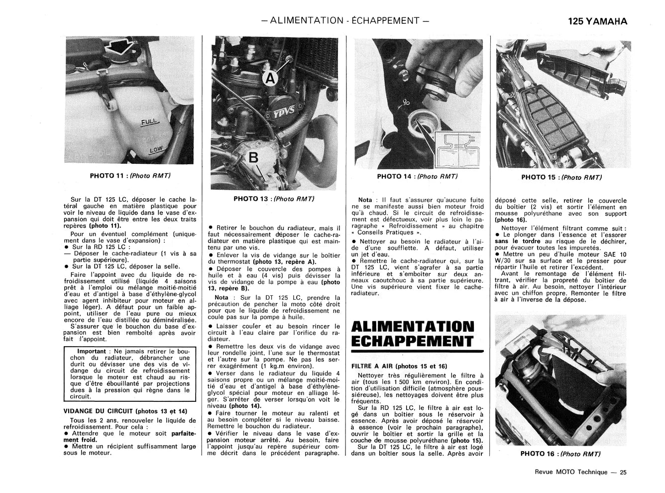 Yamaha DT / RD 125 (1984 - 1991) - Kawasaki KLR 600 / 650 (1984 - 1991) - Revue Technique