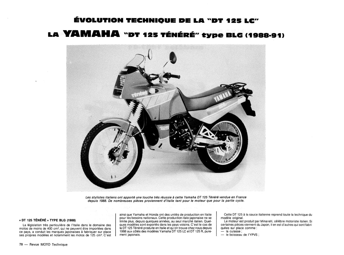 Yamaha DT / RD 125 (1984 - 1991) - Kawasaki KLR 600 / 650 (1984 - 1991) - Revue Technique