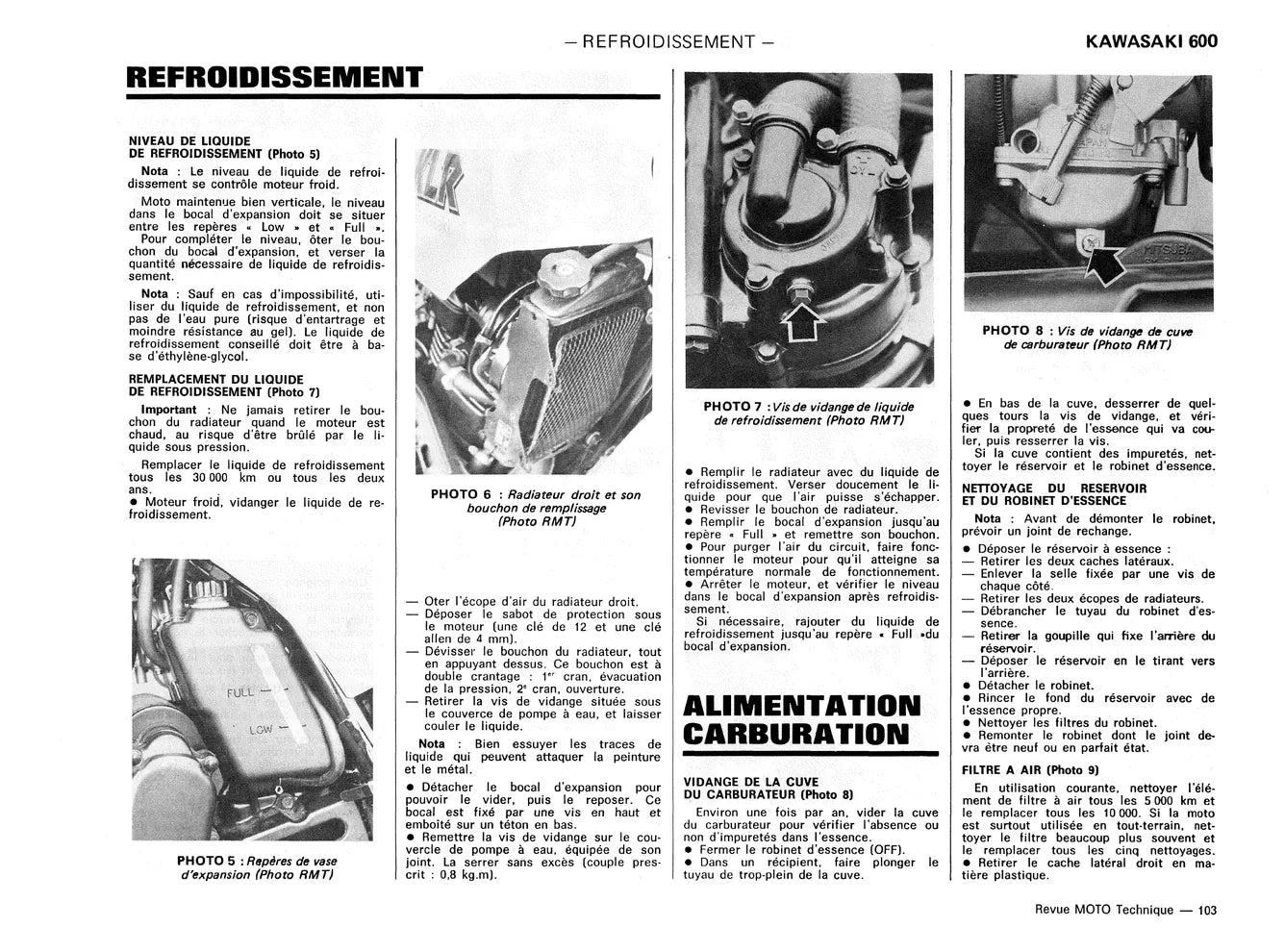 Yamaha DT / RD 125 (1984 - 1991) - Kawasaki KLR 600 / 650 (1984 - 1991) - Revue Technique