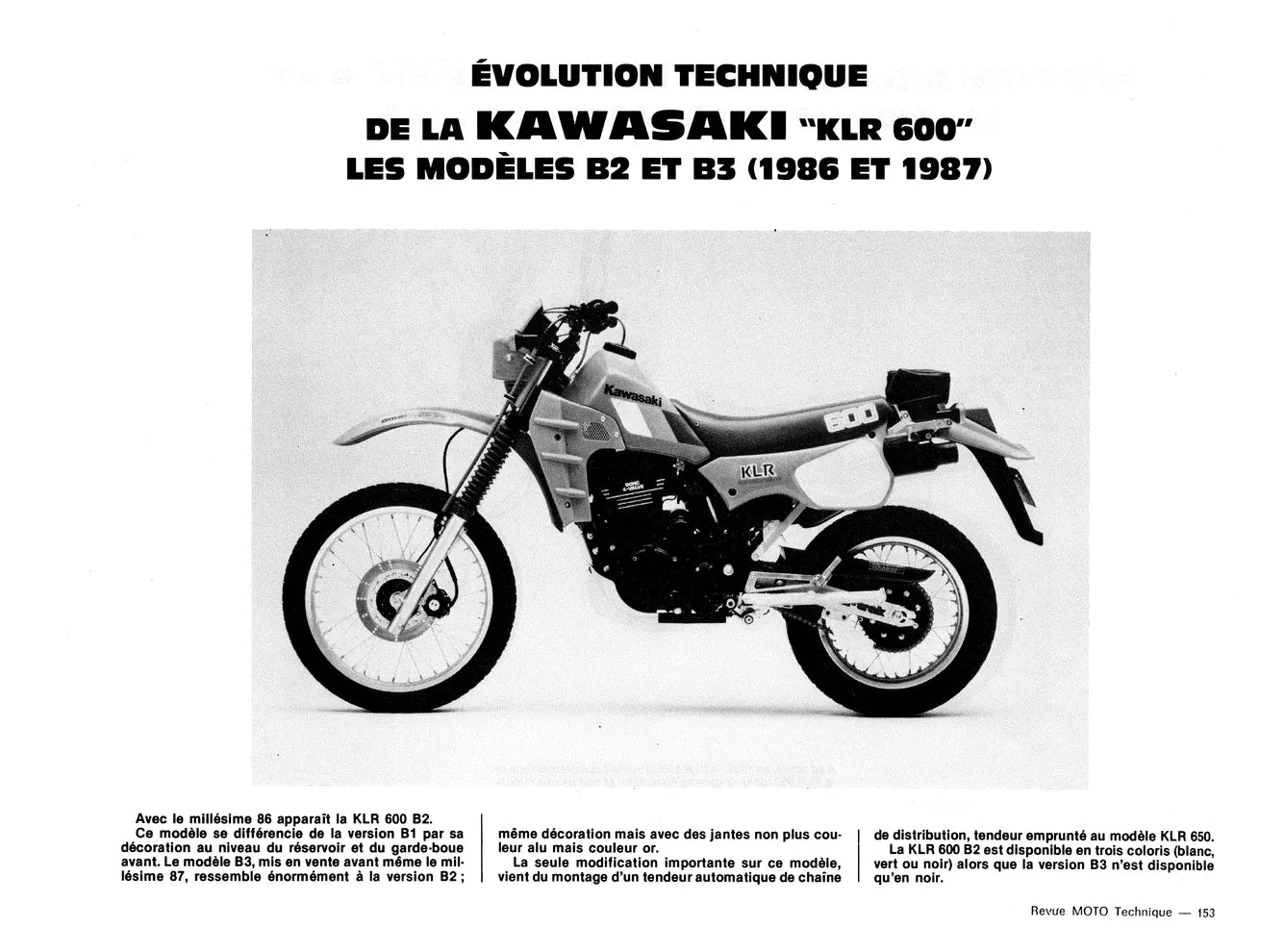 Yamaha DT / RD 125 (1984 - 1991) - Kawasaki KLR 600 / 650 (1984 - 1991) - Revue Technique