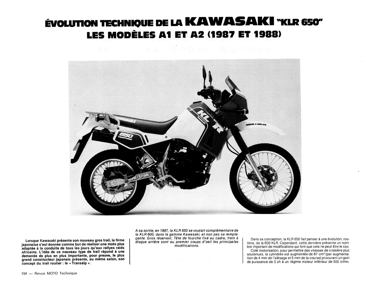 Yamaha DT / RD 125 (1984 - 1991) - Kawasaki KLR 600 / 650 (1984 - 1991) - Revue Technique