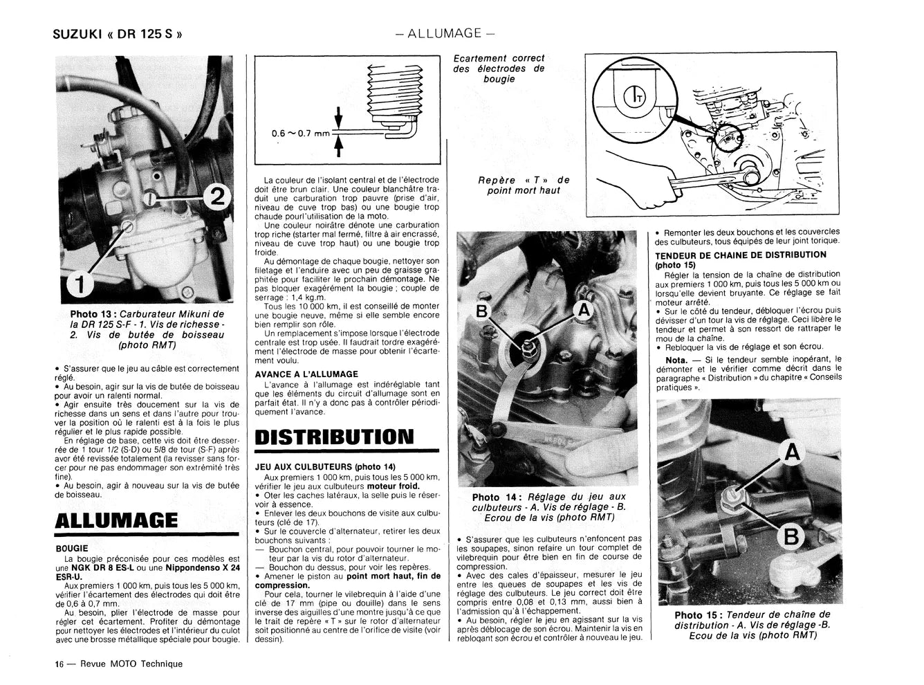 Suzuki DR 125 S (1983 - 2000) - Honda XLV 750 R (1983 - 1985) - Revue Technique