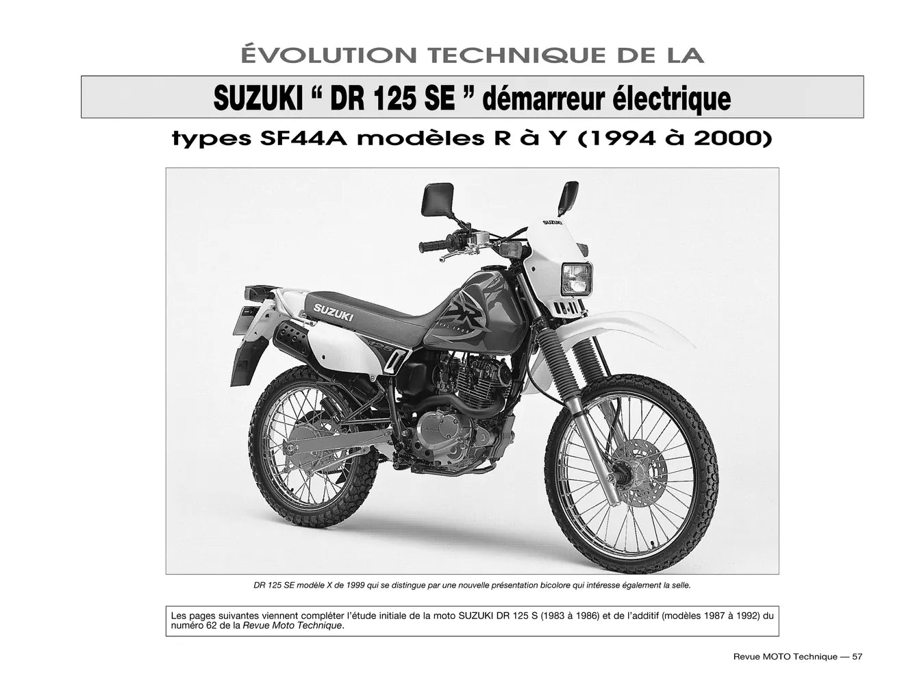 Suzuki DR 125 S (1983 - 2000) - Honda XLV 750 R (1983 - 1985) - Revue Technique