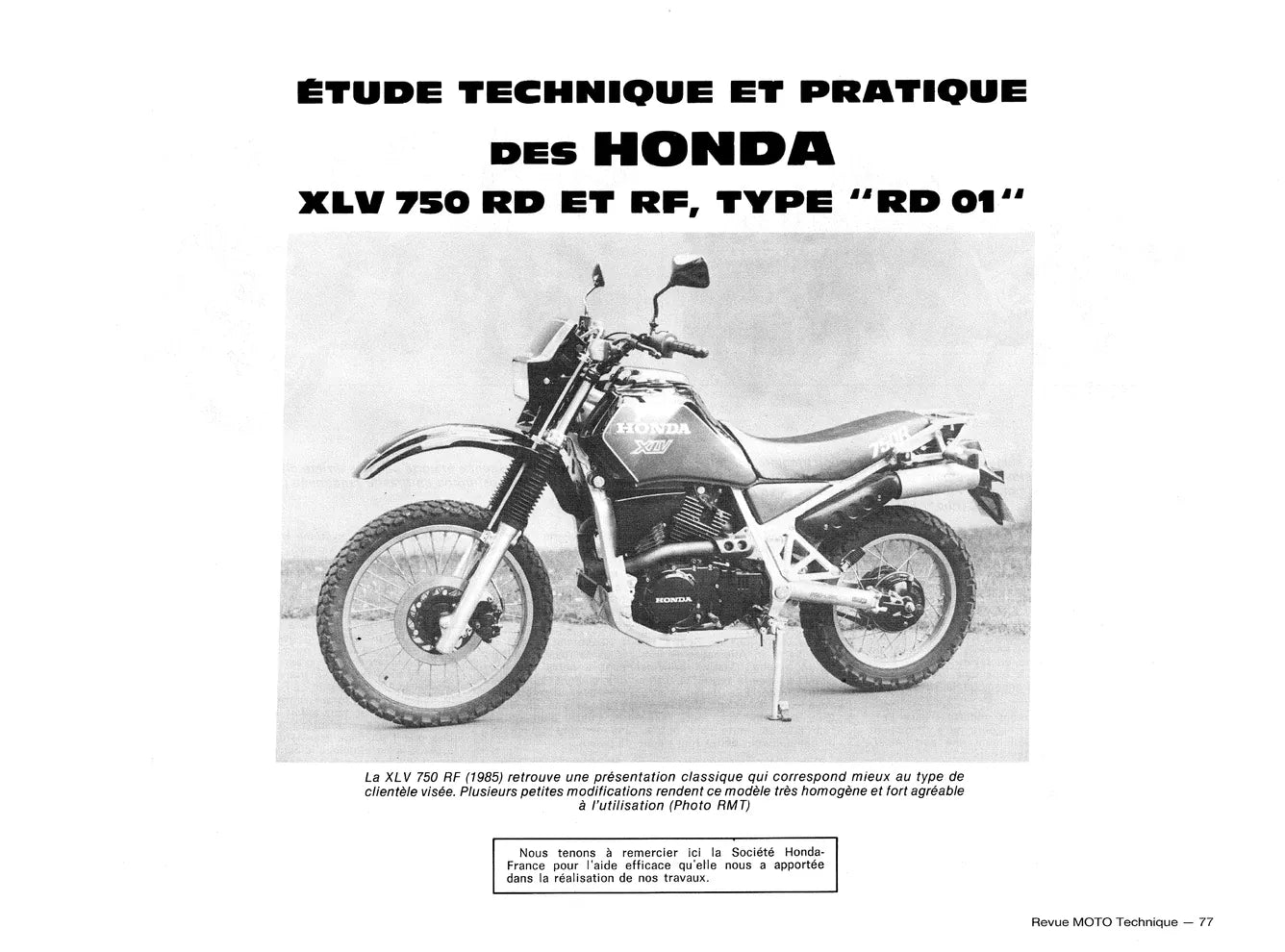 Suzuki DR 125 S (1983 - 2000) - Honda XLV 750 R (1983 - 1985) - Revue Technique