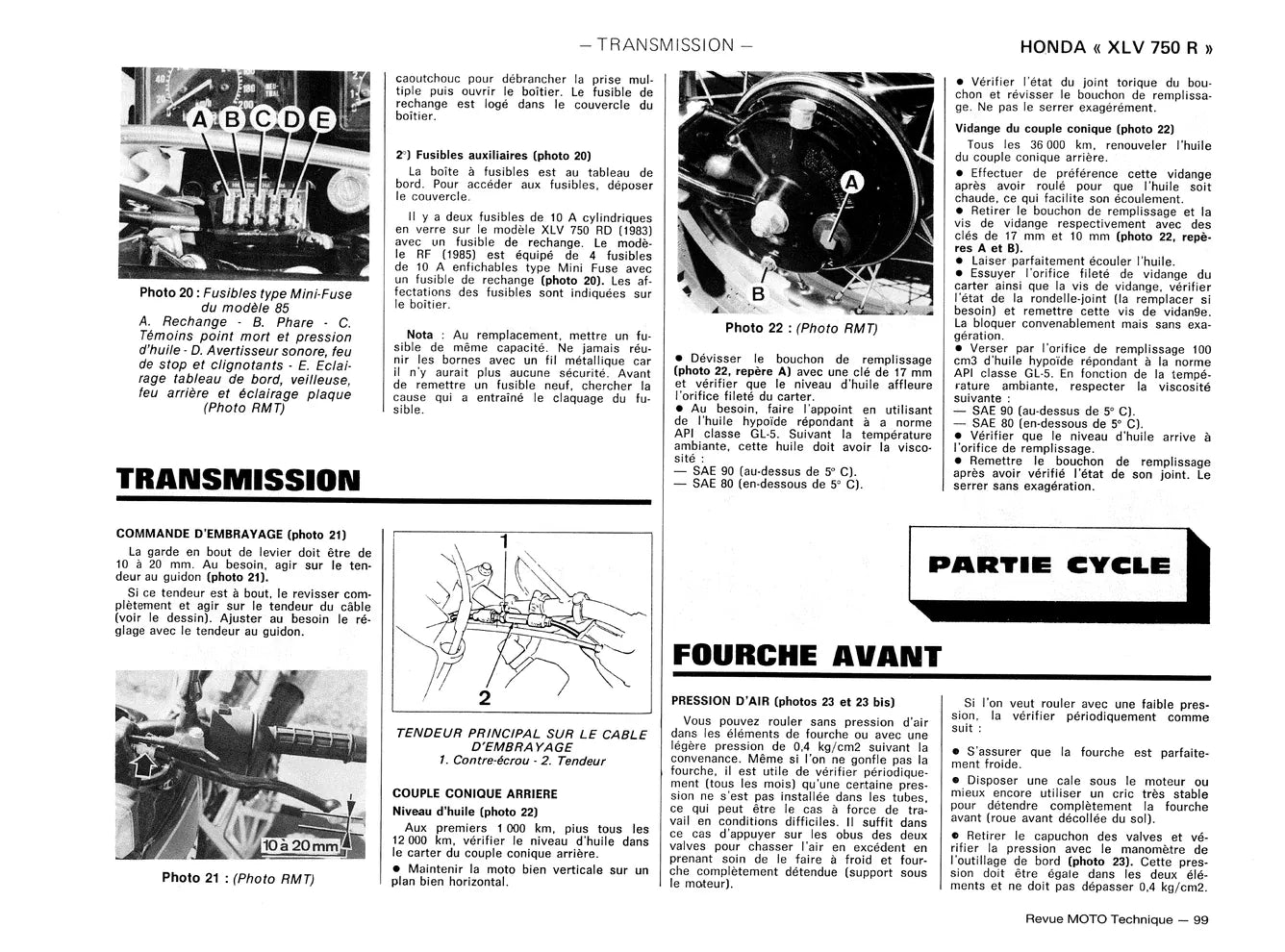 Suzuki DR 125 S (1983 - 2000) - Honda XLV 750 R (1983 - 1985) - Revue Technique