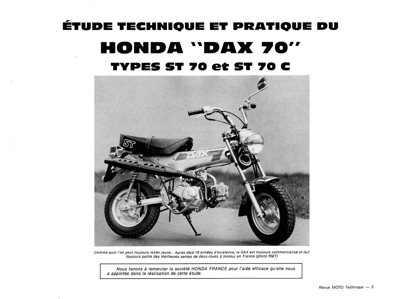Yamaha FZ et FZX 750 (1985 - 1993) - Honda DAX ST 70 (1970 - 1988) - Revue Technique