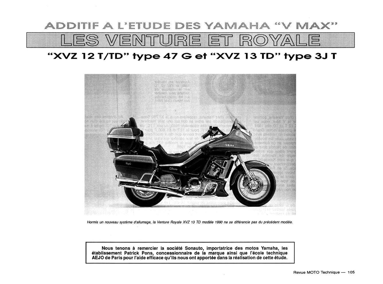 Yamaha VMX 12 V-XVZ 12T-TD Venturi - Revue Technique