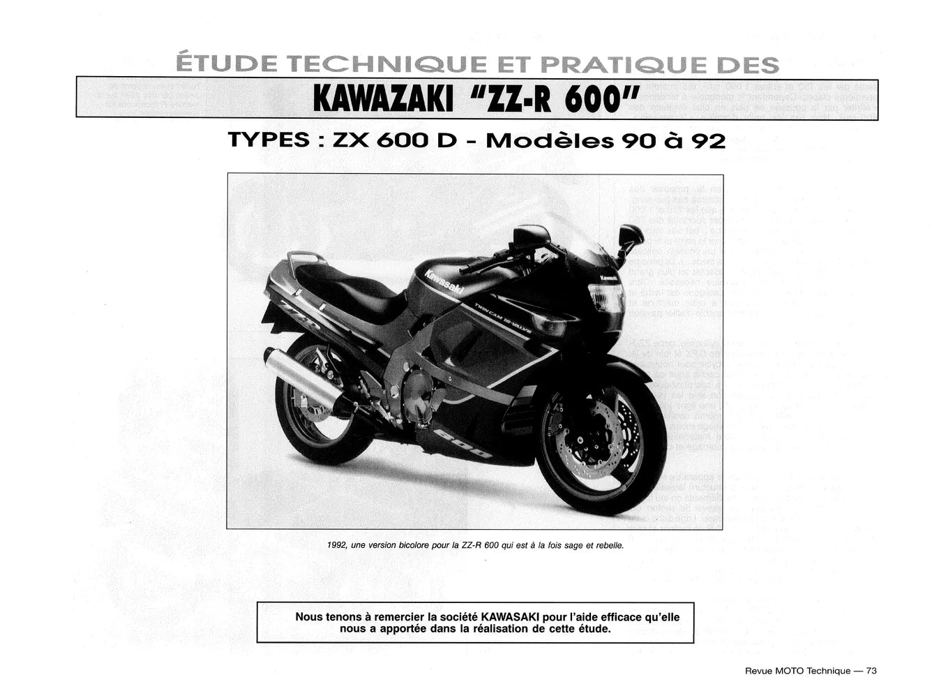 Kawasaki ZZ-R 600 (1990 - 2002) - Suzuki DR 350 (1990 - 1999) - Revue Technique