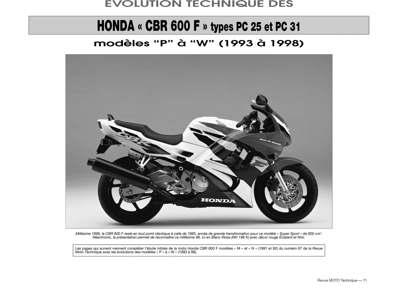 Honda CBR 600 F (1991 - 1998) - Yamaha XTZ 660 Ténéré (1991 - 1996) - Revue Technique