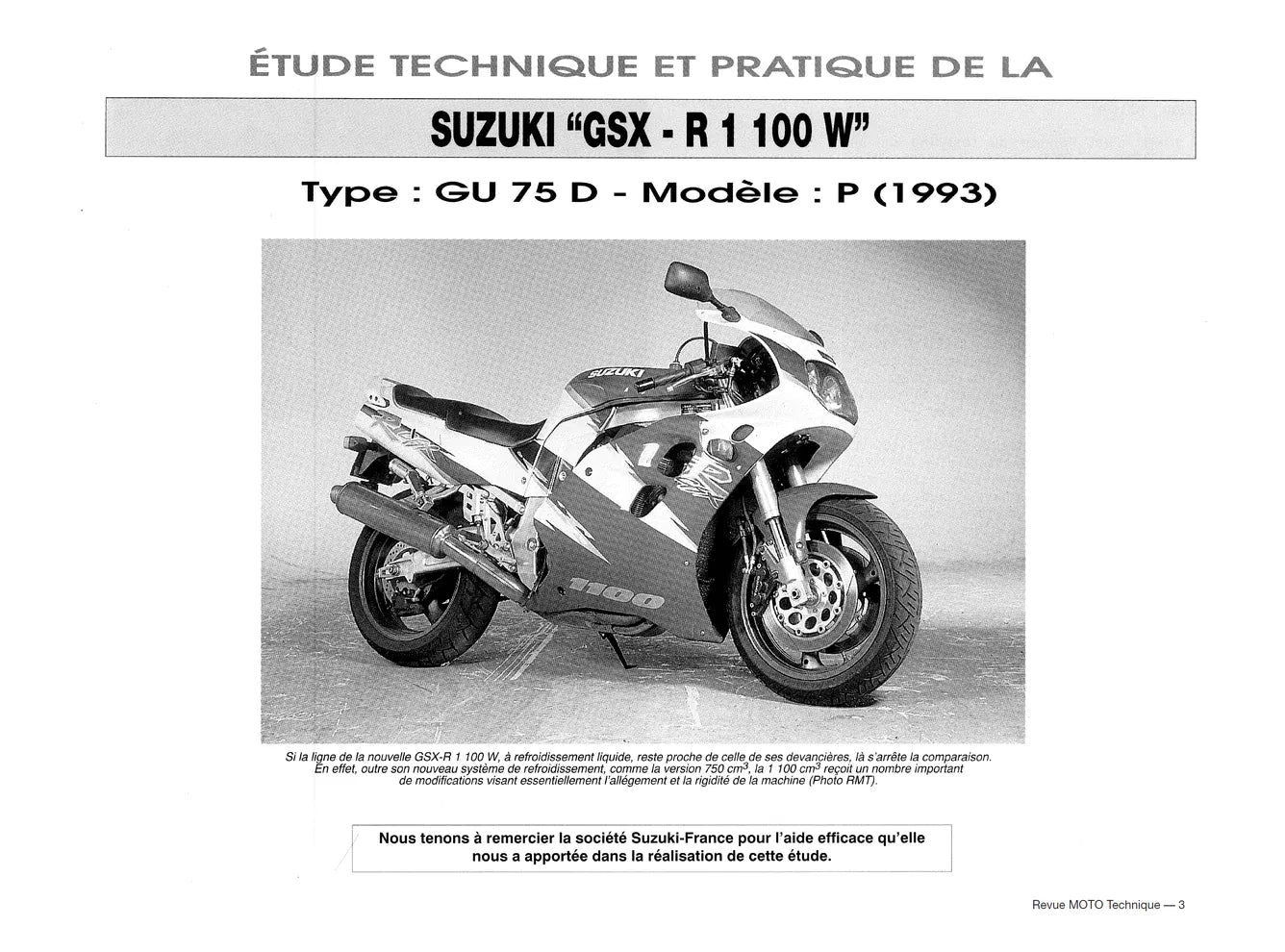 Honda XRV 750 Africa-Twin (1990 - 1998) - Suzuki GSX-R 1100 W (1993 - 1997) - Revue Technique