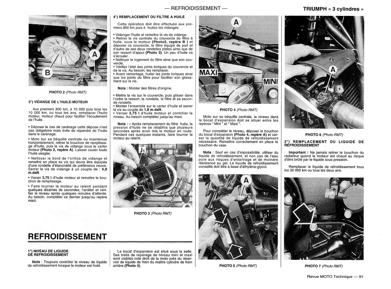 Honda VT 600 C Shadow (1988 - 1994) - Triumph 3 cylindres 750 et 900 (1991 - 2001) - Revue Technique