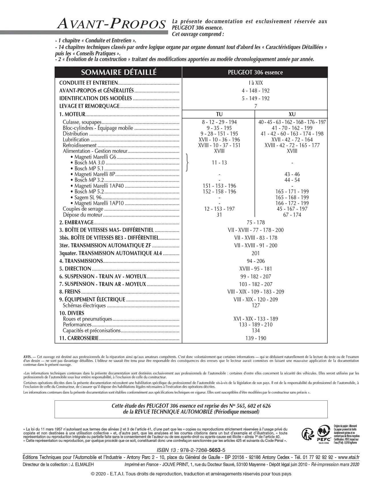 Peugeot 306 (1993 - 2000) essence - Revue Technique