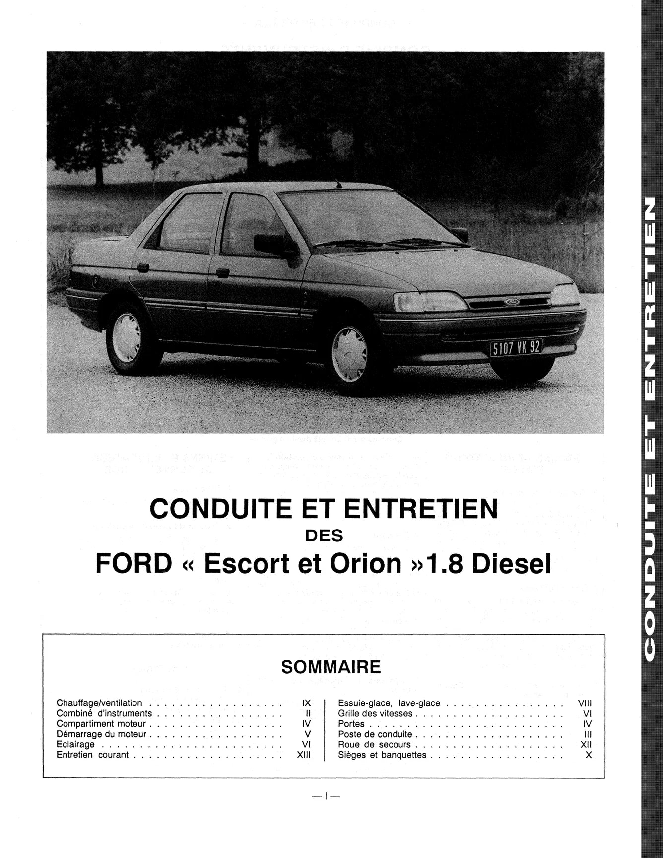 Ford Escort IV / ORION (1990 - 2000) - Revue Technique