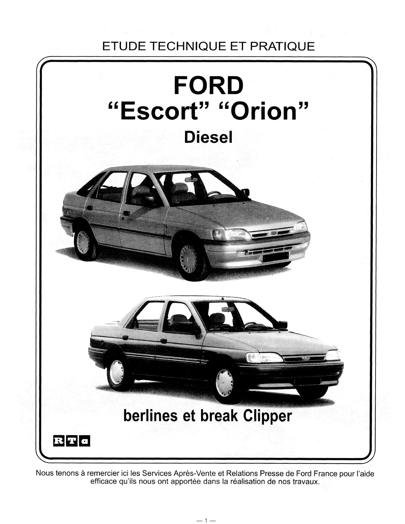 Ford Escort IV / ORION (1990 - 2000) - Revue Technique
