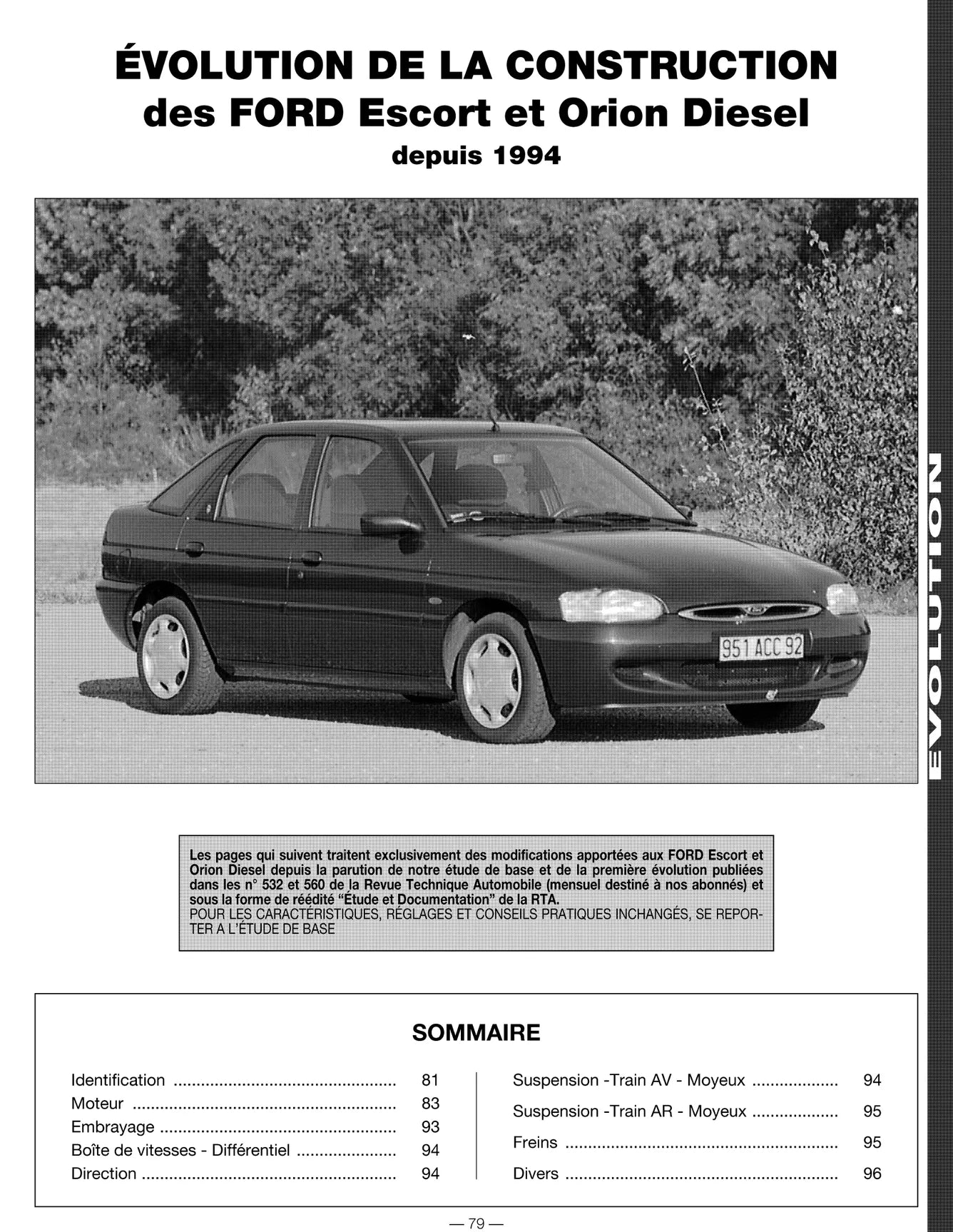 Ford Escort IV / ORION (1990 - 2000) - Revue Technique