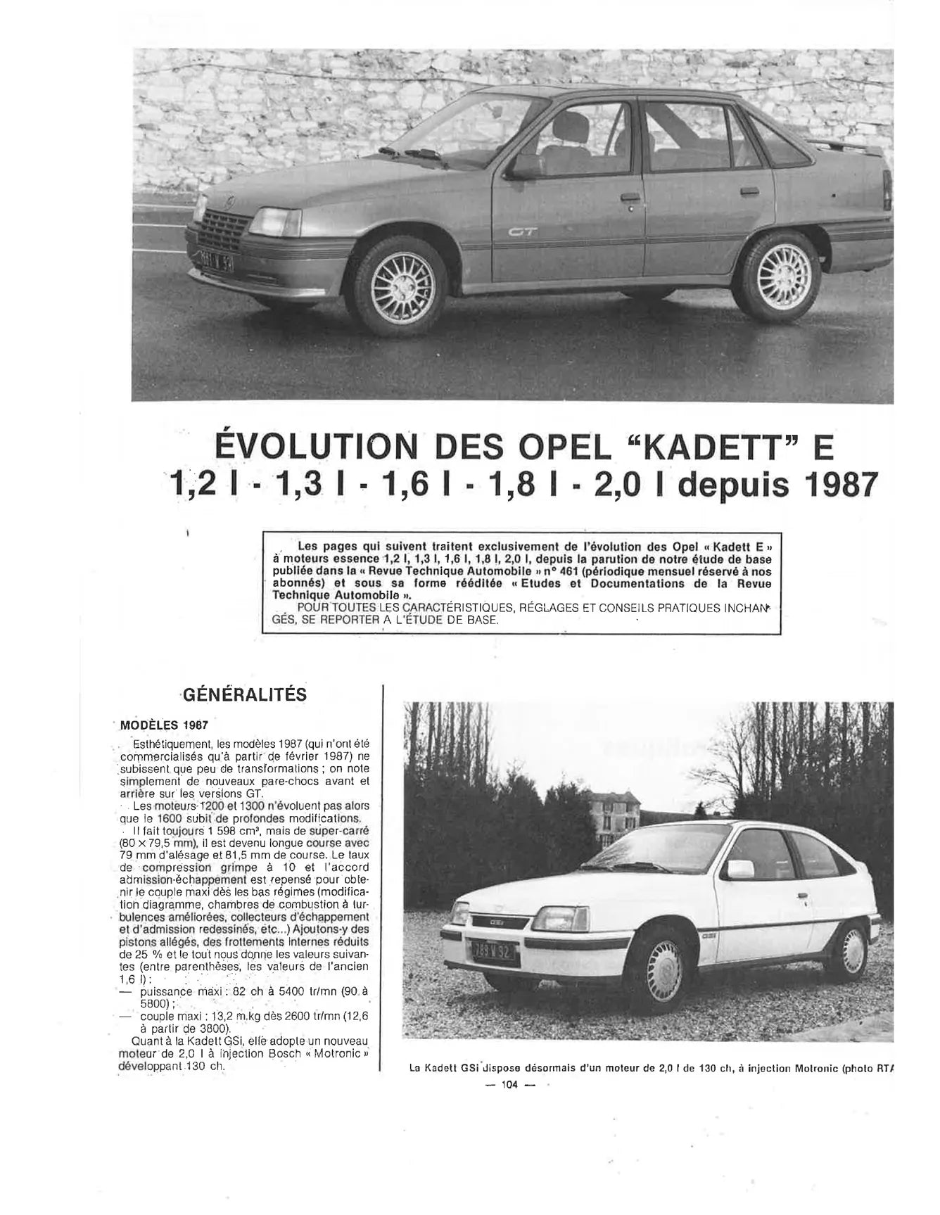 Opel Combo Kadett II (1985 - 1993) - Revue Technique