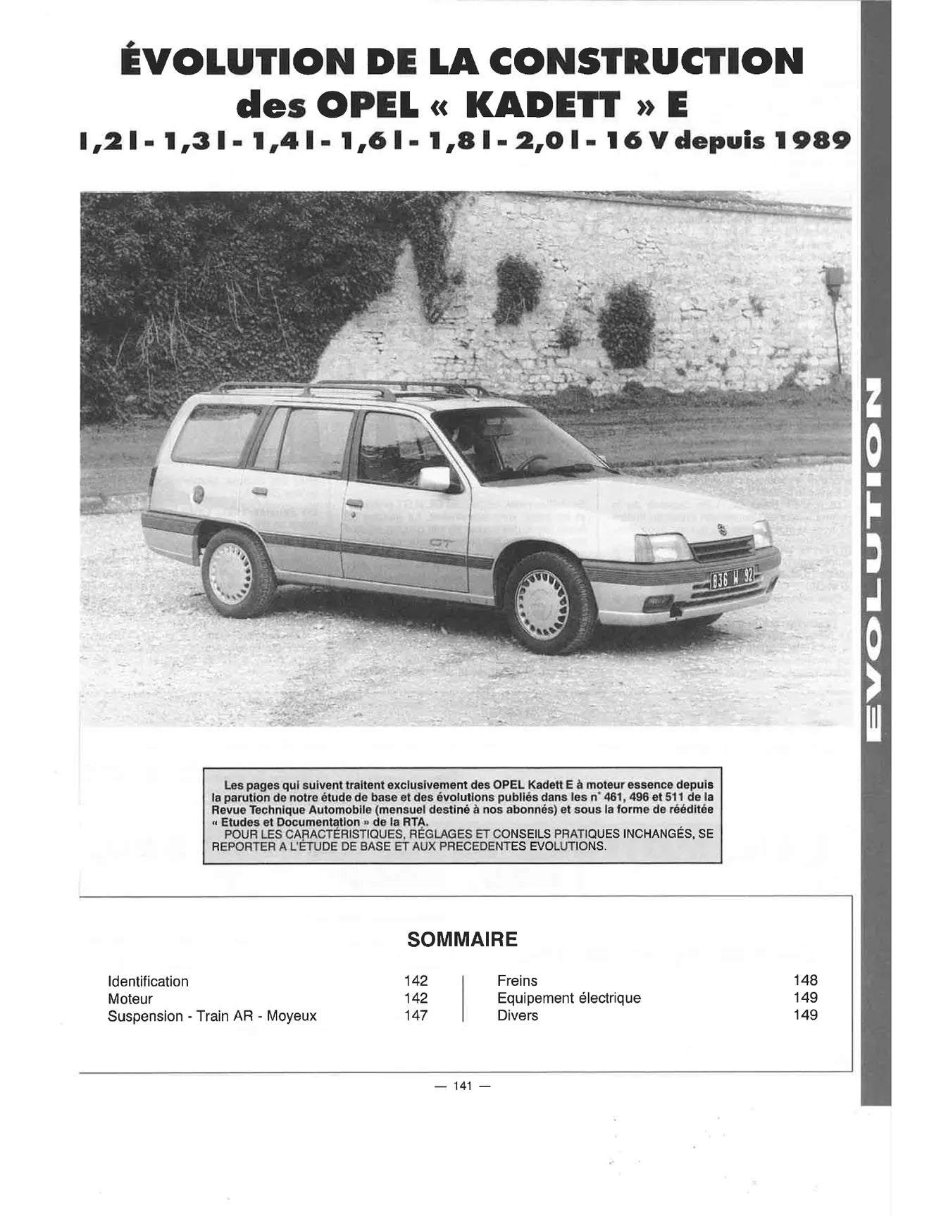 Opel Combo Kadett II (1985 - 1993) - Revue Technique