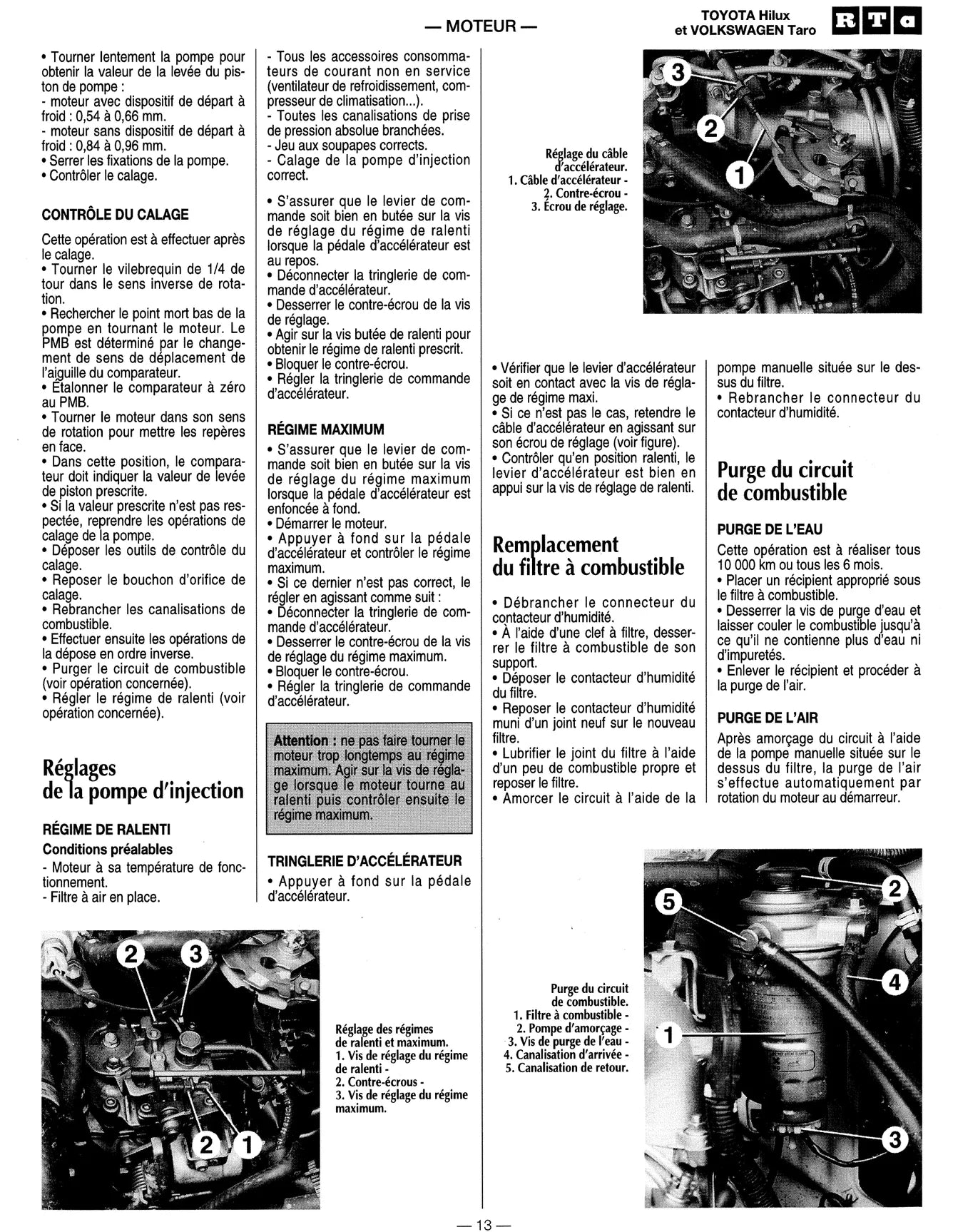 Toyota Hilux II et Volkswagen Taro 4x4 (1989 - 1998) - Revue Technique