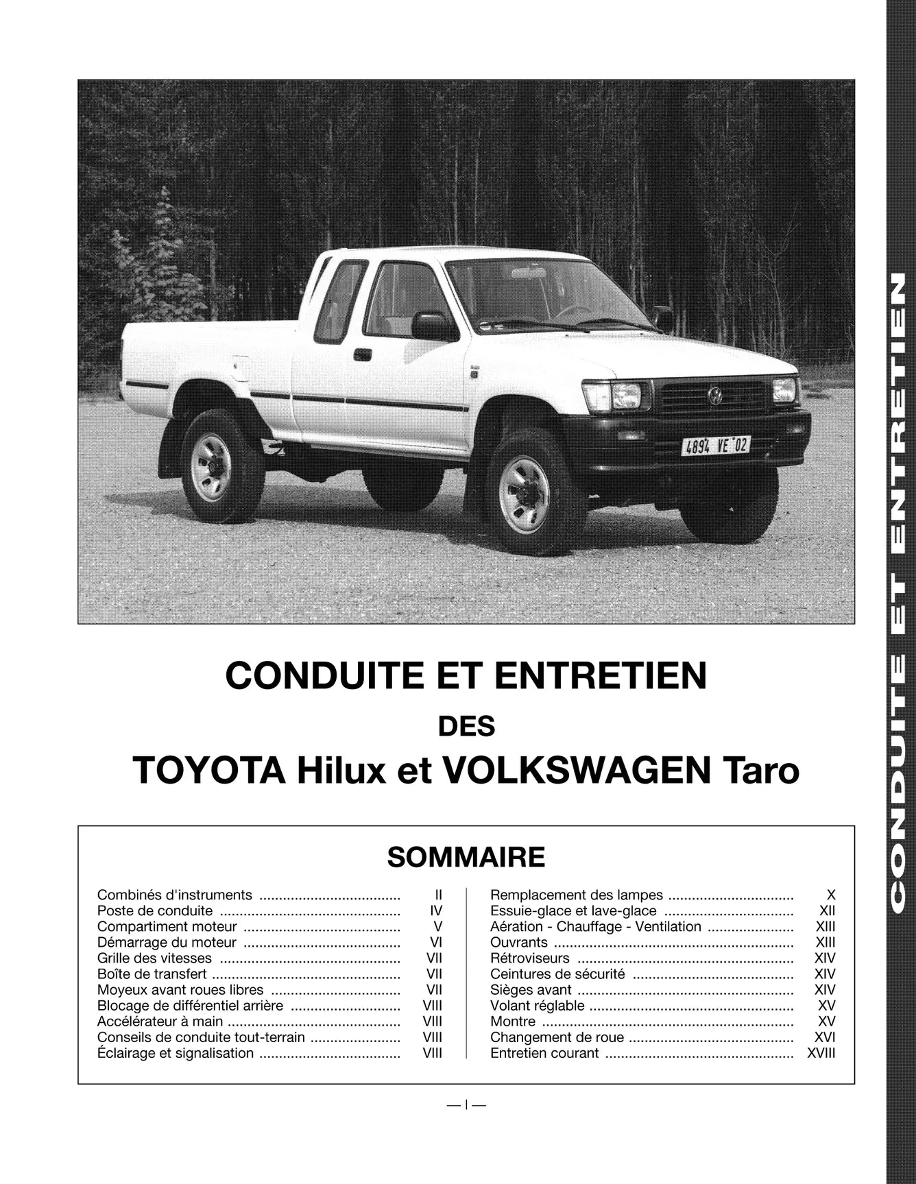 Toyota Hilux II et Volkswagen Taro 4x4 (1989 - 1998) - Revue Technique