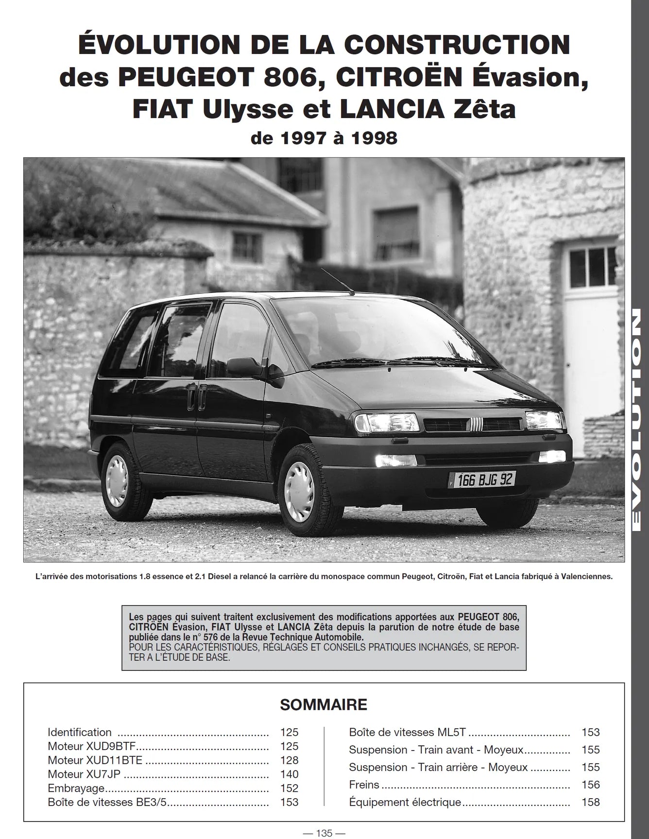 Citroën Evasion / FIAT Ulysse I / LANCIA Zeta / Peugeot 806 (1994 - 2002) - Revue Technique