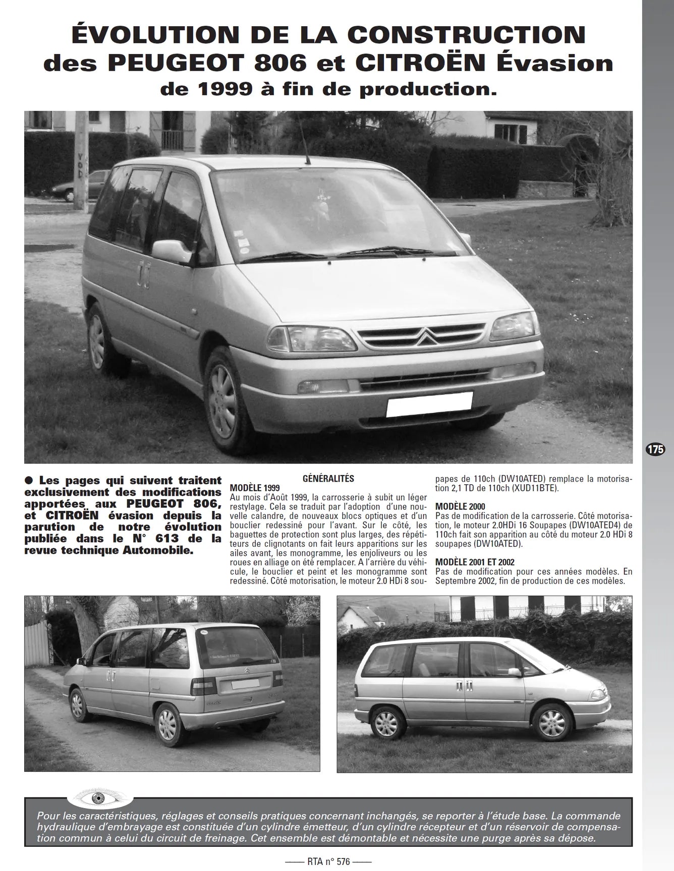 Citroën Evasion / FIAT Ulysse I / LANCIA Zeta / Peugeot 806 (1994 - 2002) - Revue Technique