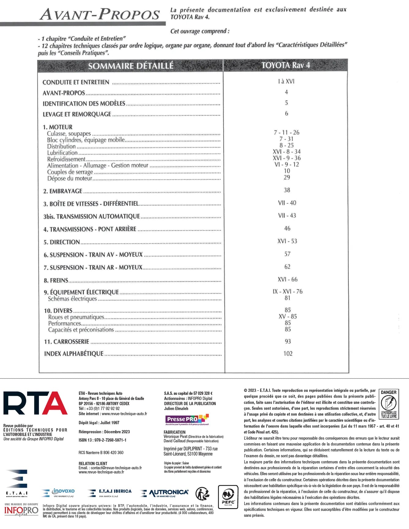Toyota RAV4 I phase 1 (1994 - 1997) - Revue Technique