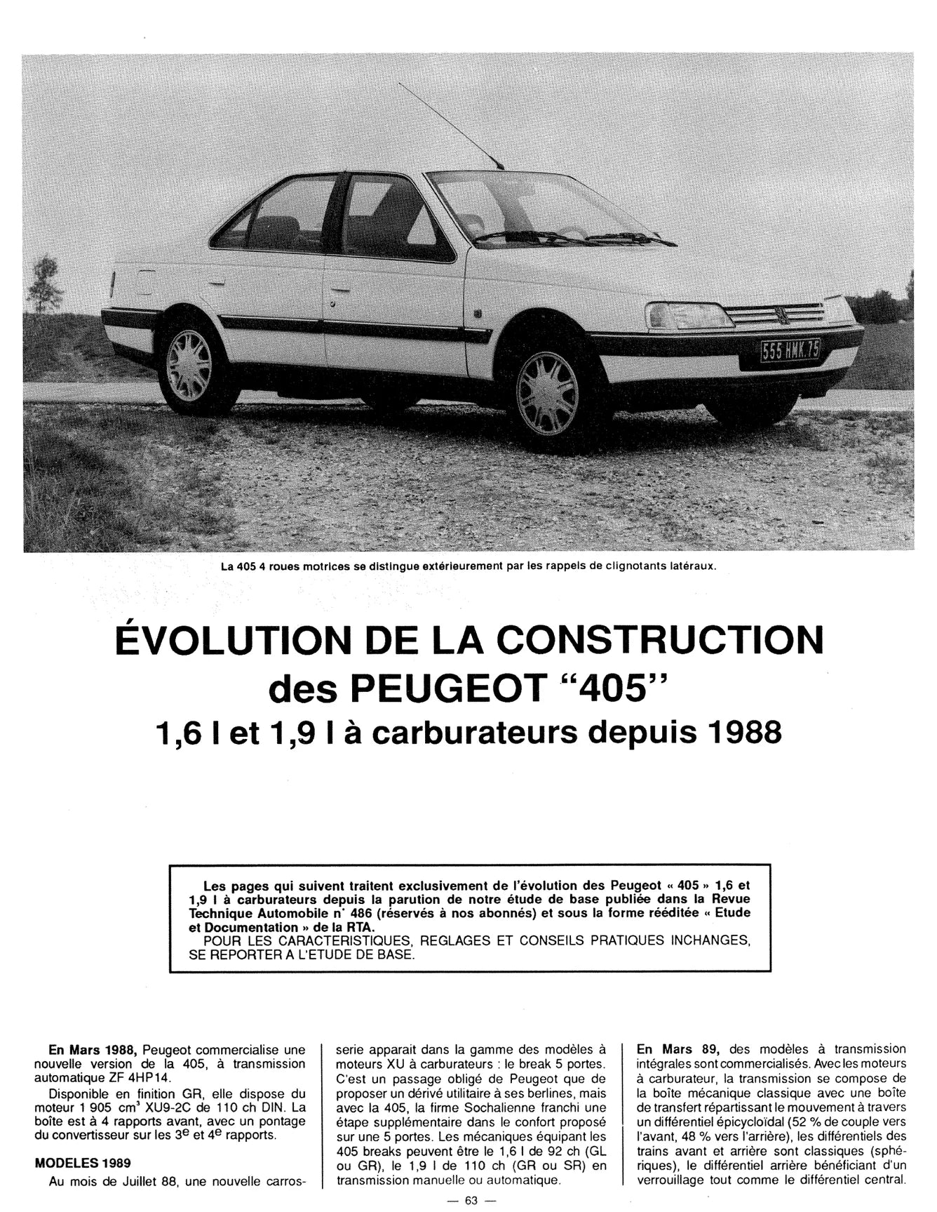 Peugeot 405 (1987 - 1995) - Revue Technique