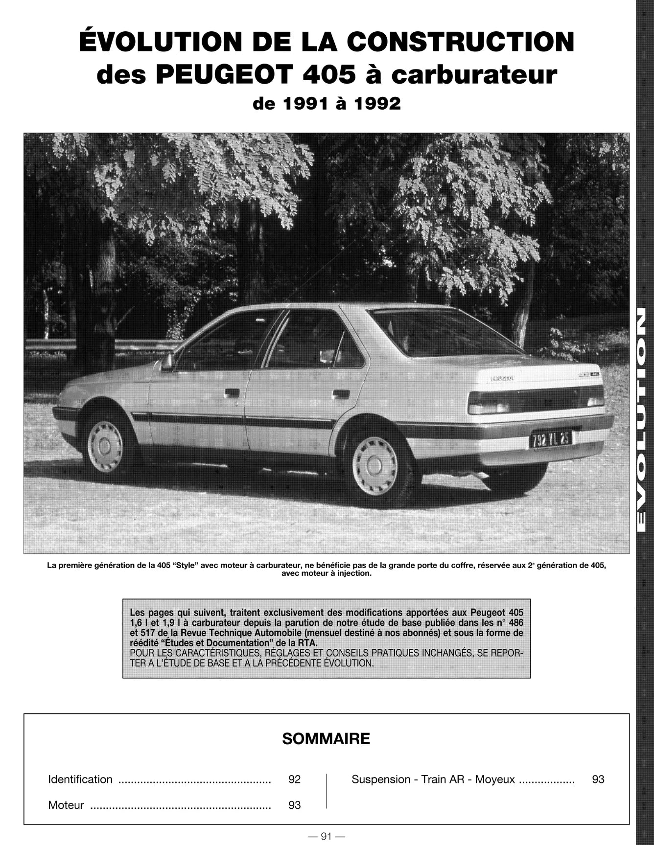 Peugeot 405 (1987 - 1995) - Revue Technique