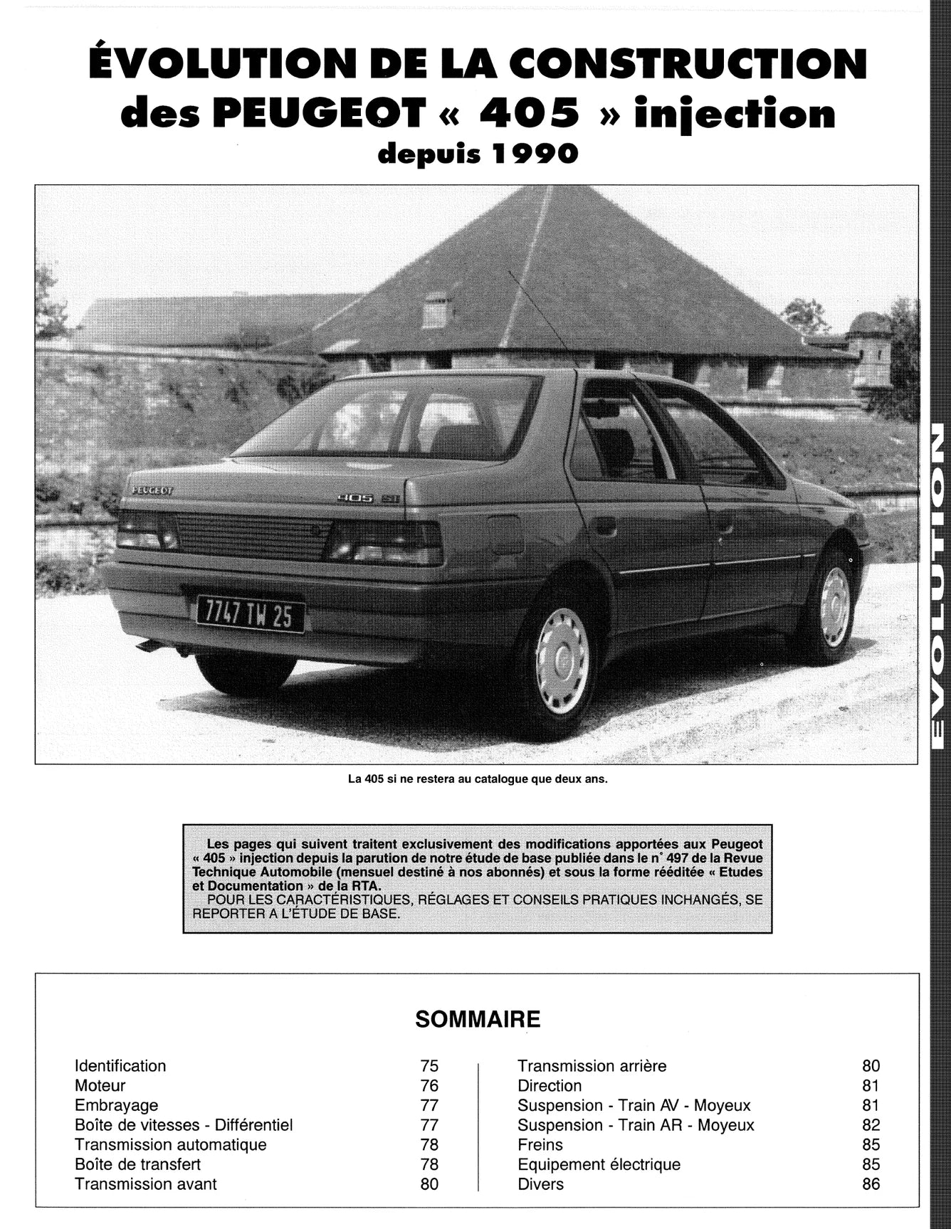 Peugeot 405 (1987 - 1995) - Revue Technique
