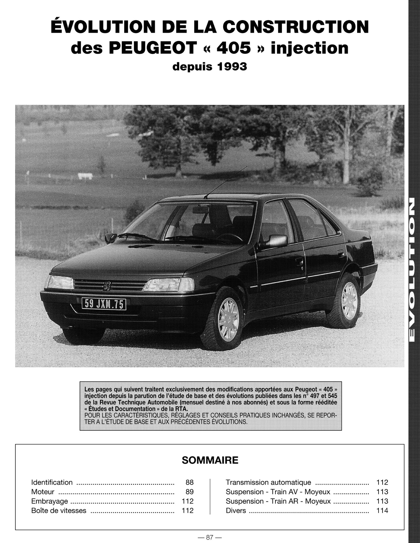 Peugeot 405 (1987 - 1995) - Revue Technique