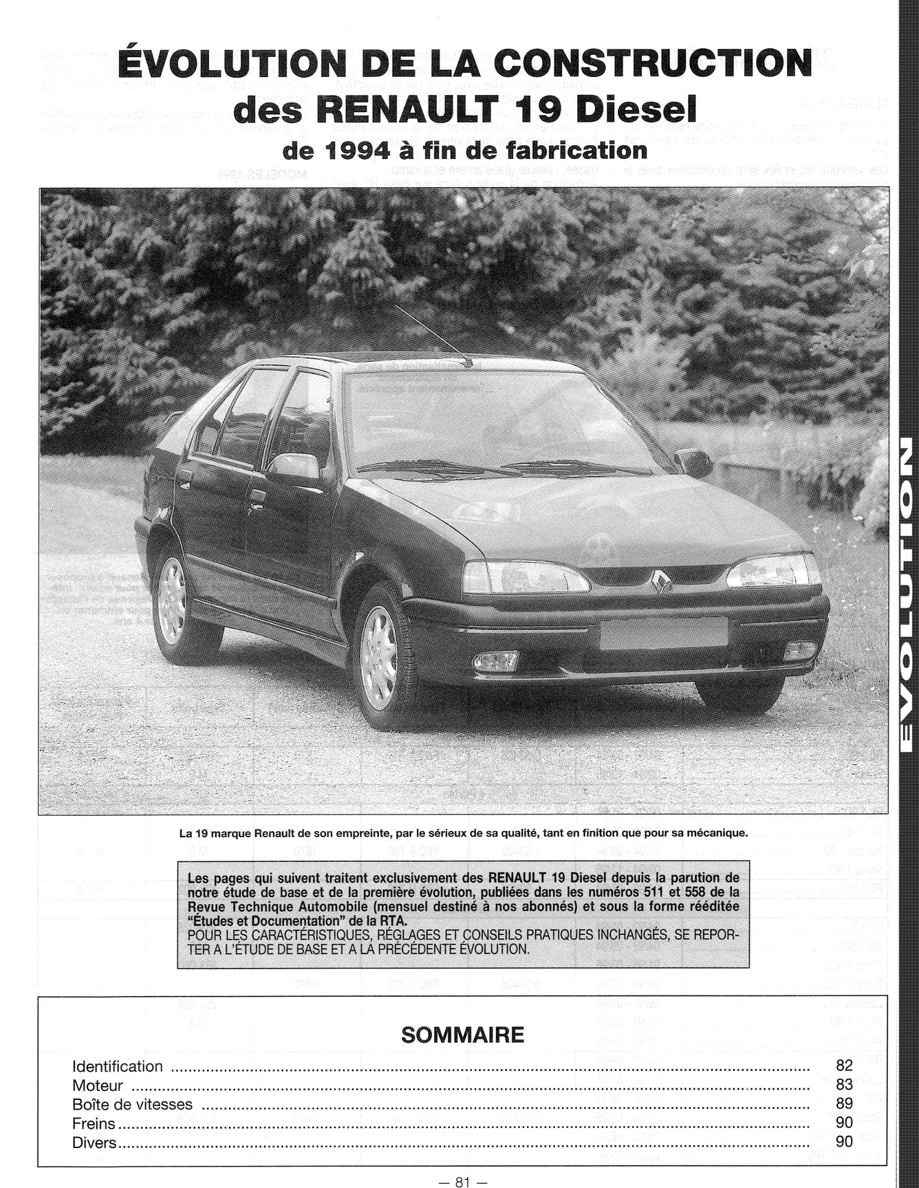 Renault 19 (1988 - 1997) - Revue Technique