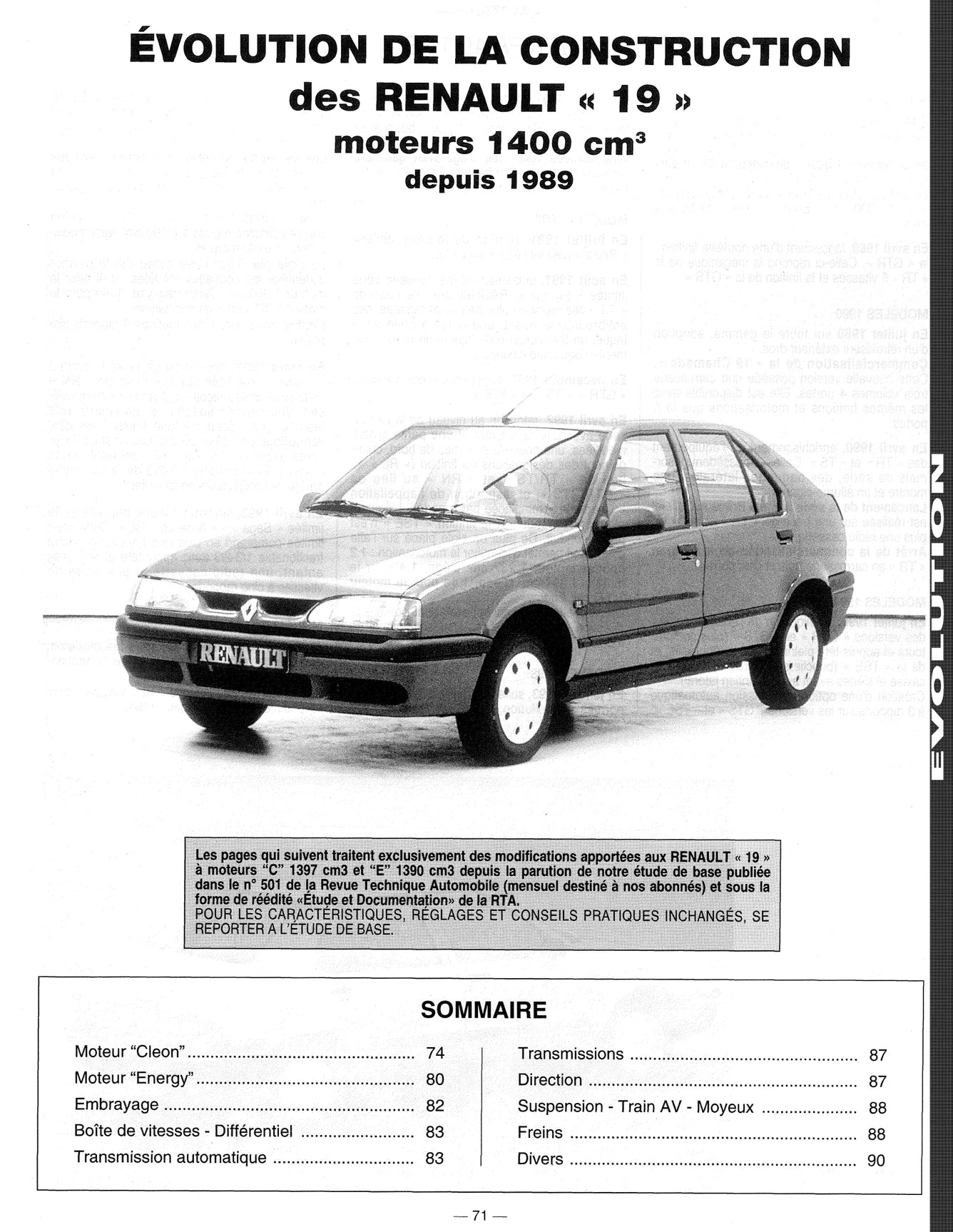 Renault 19 (1988 - 1997) - Revue Technique