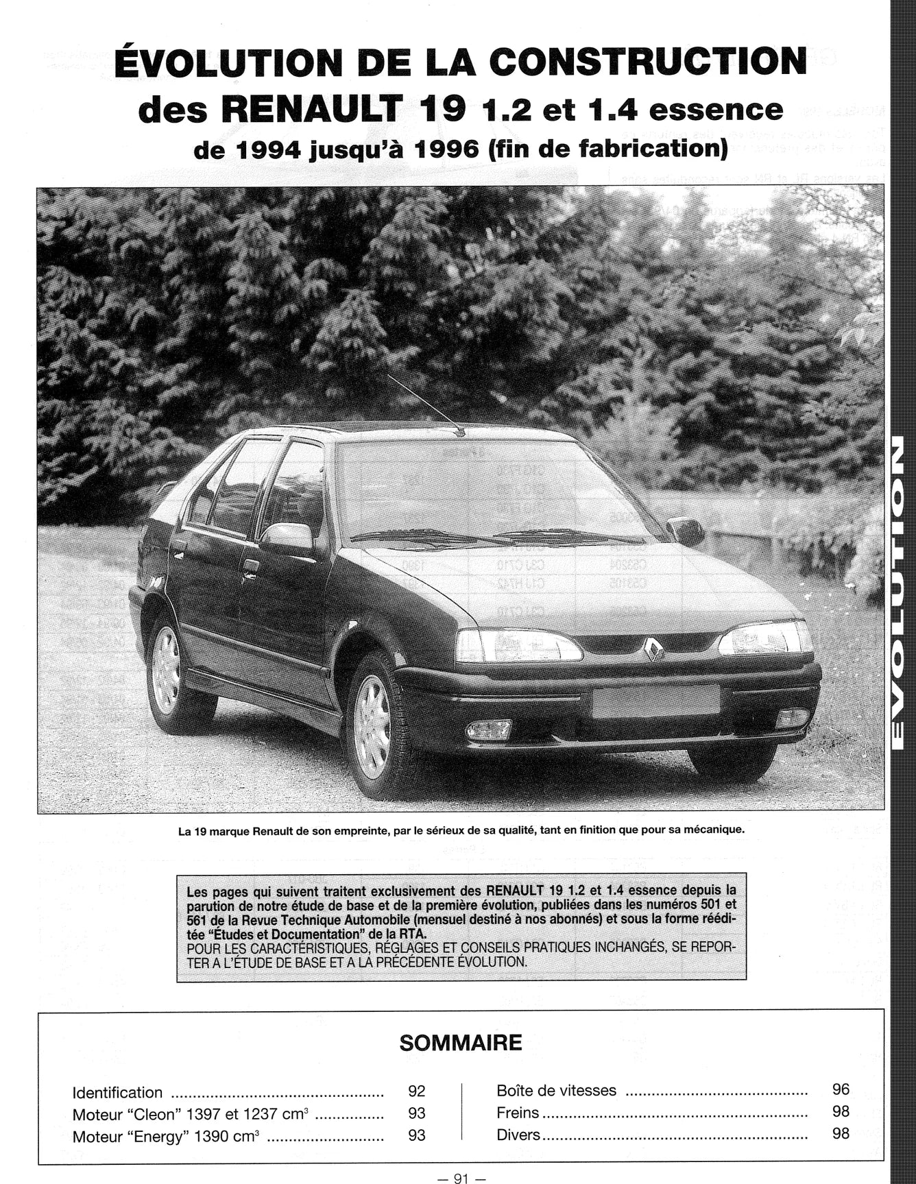 Renault 19 (1988 - 1997) - Revue Technique