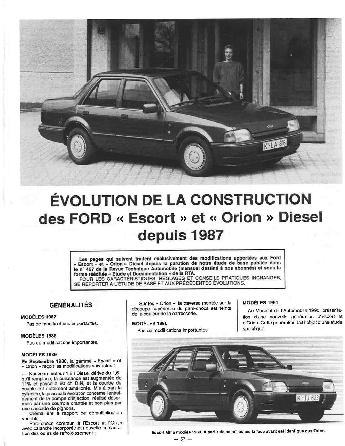Ford Escort III (1986 - 1990) - Revue Technique