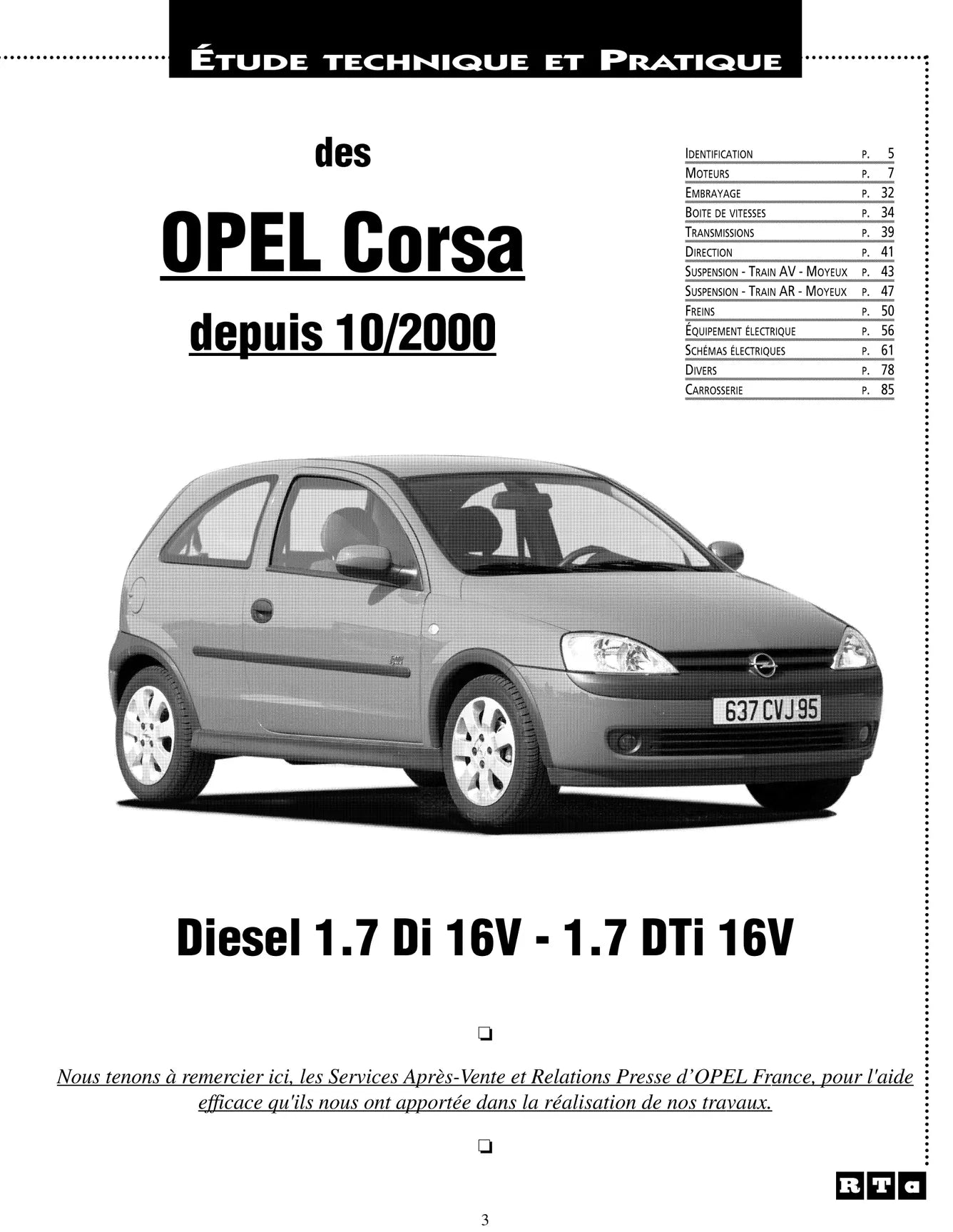 Opel Corsa III (C) phase I (2000 - 2003) - Revue Technique