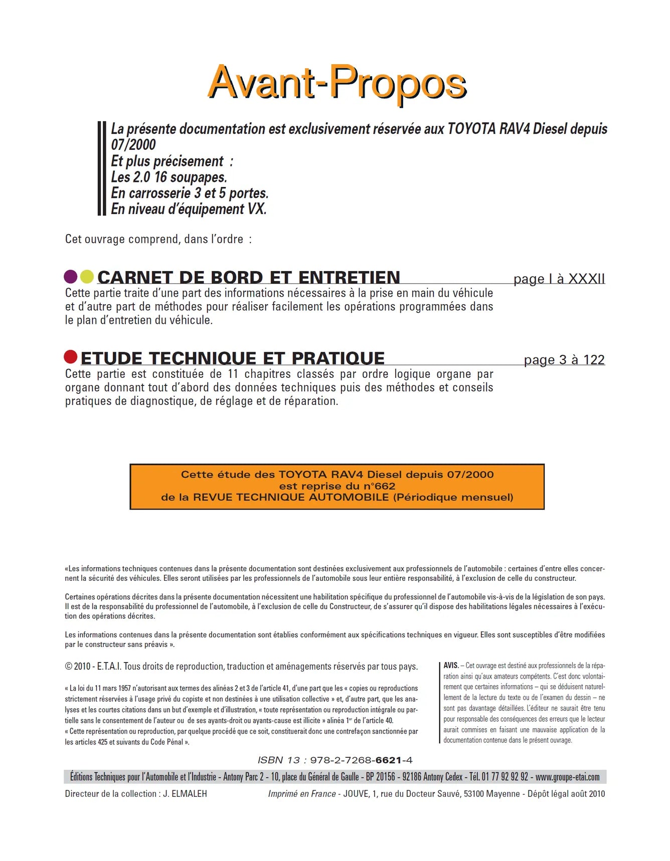 Toyota RAV4 II phase 1 (2000 - 2003) - Revue Technique