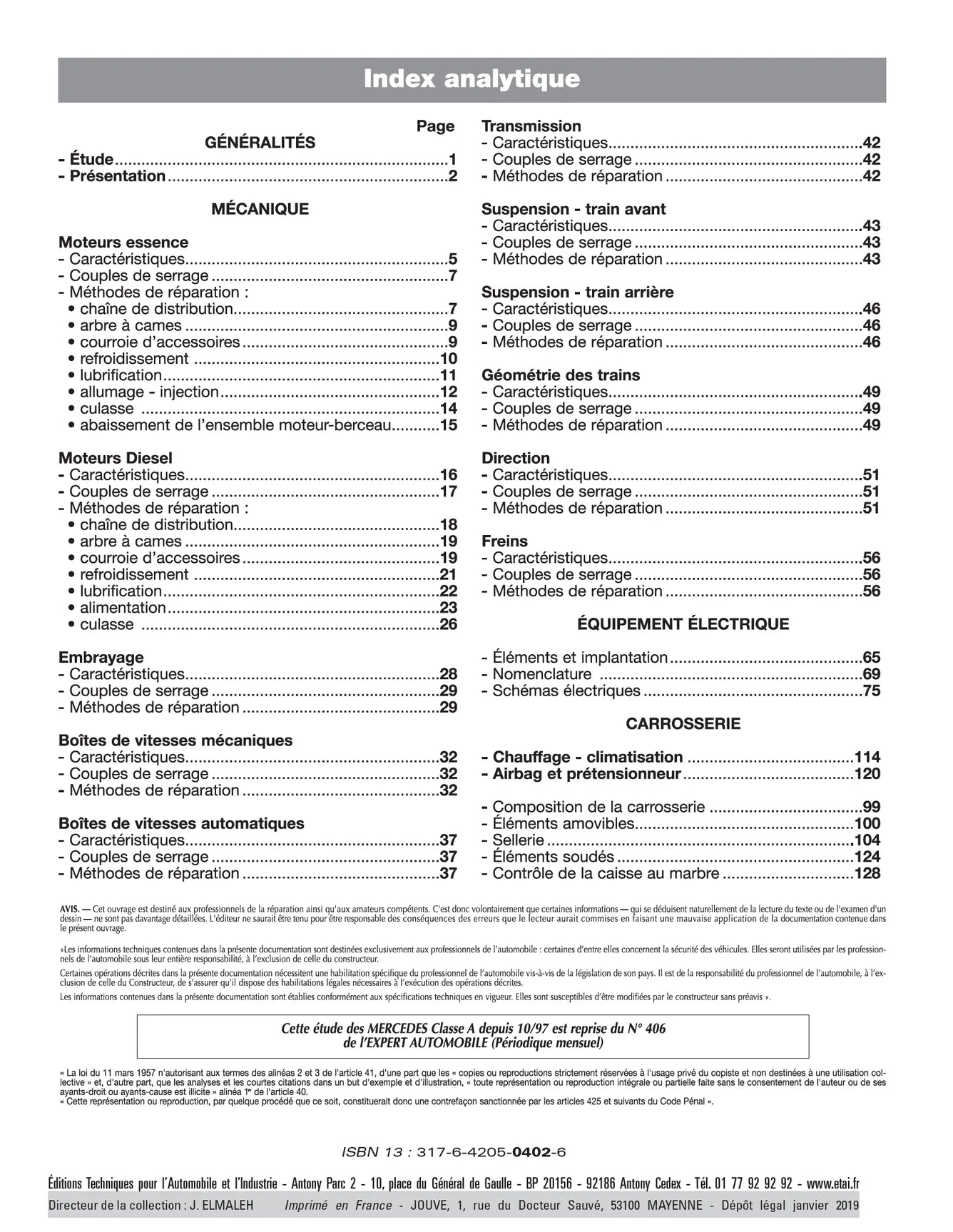 Mercedes-Benz Classe A I (1998 - 2004) - Revue Technique