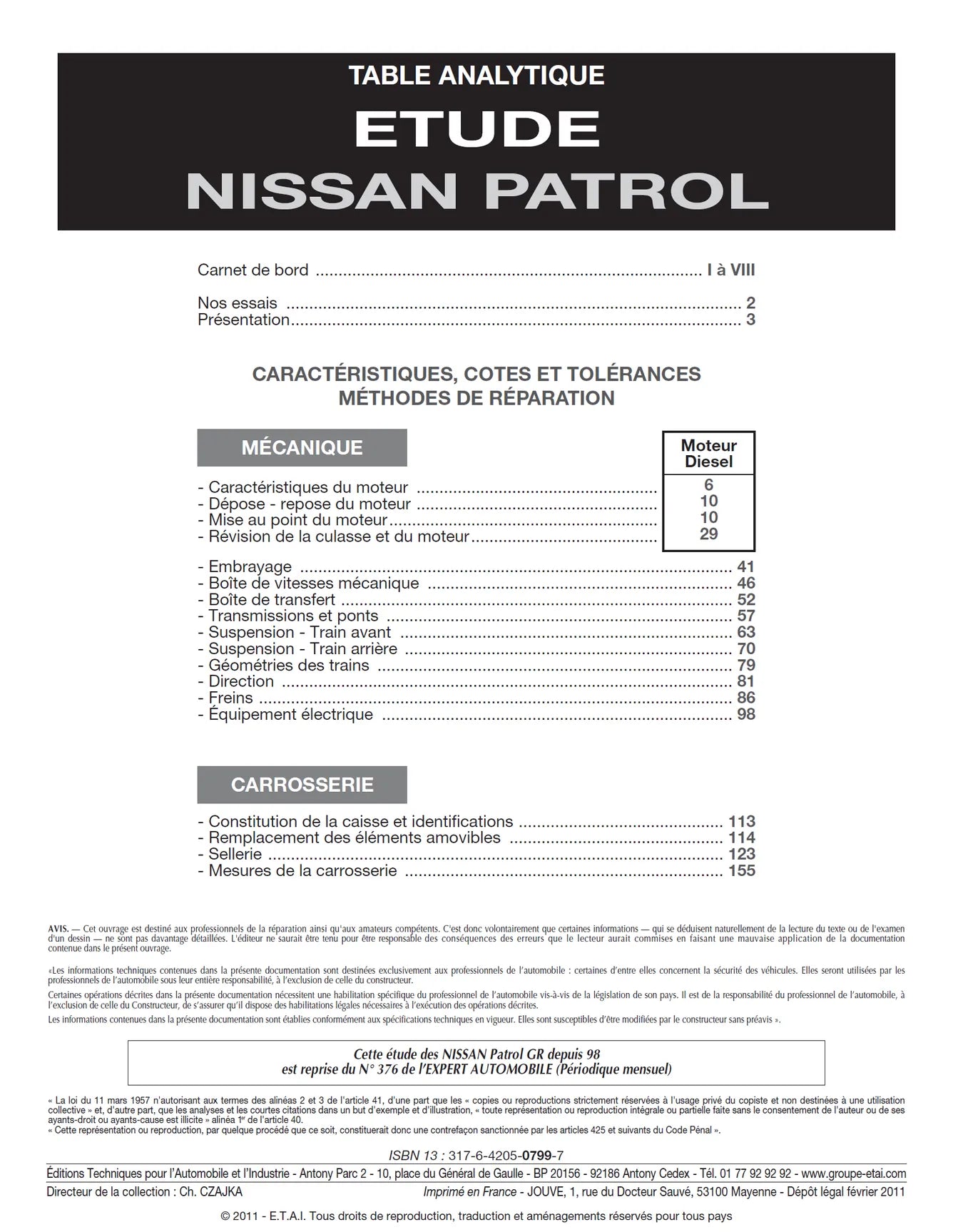 Nissan Patrol GR II phase 1 (1998 - 2001) - Revue Technique