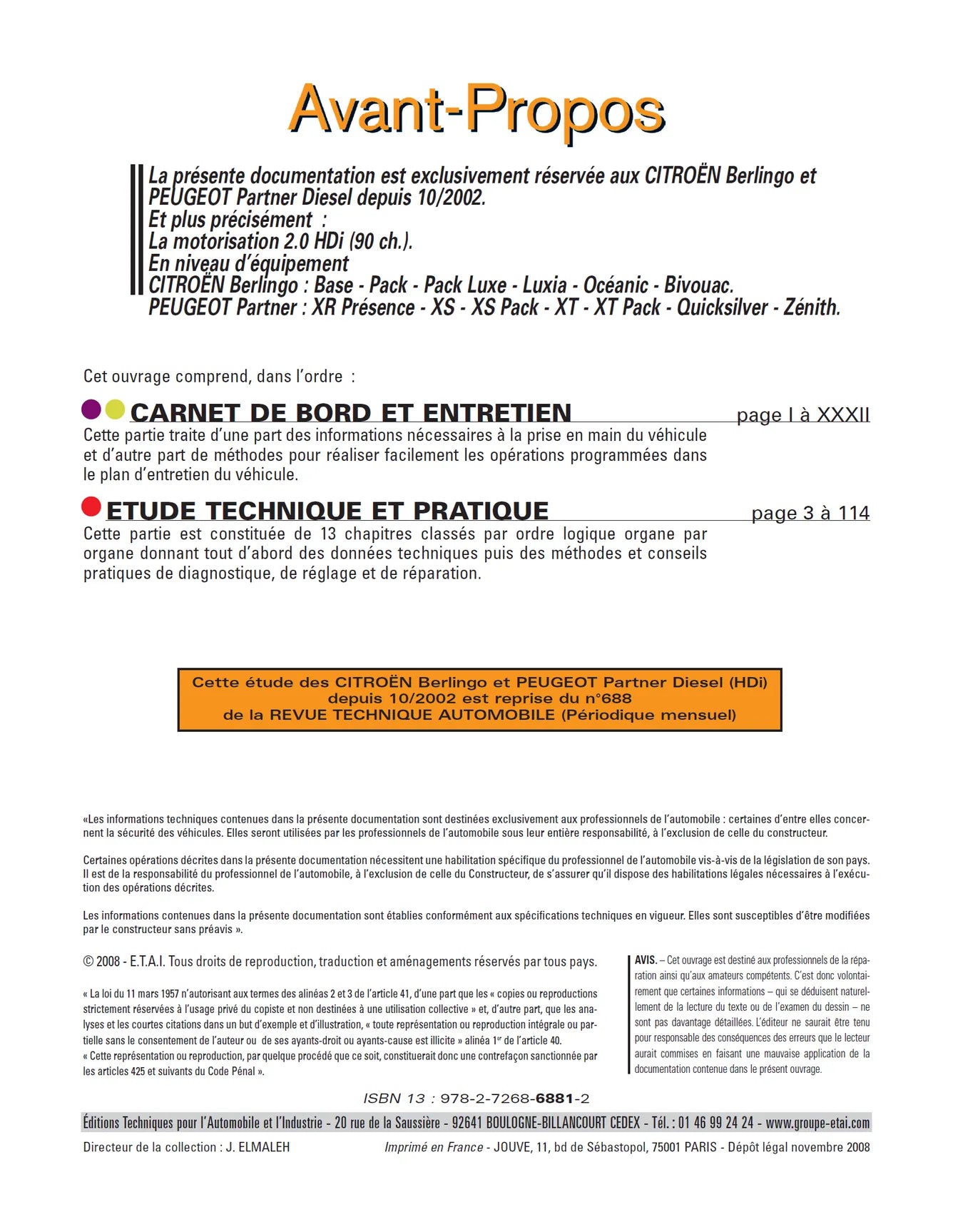 Citroën Berlingo / Peugeot Partner I phase 2 (2002-2006) - Revue Technique