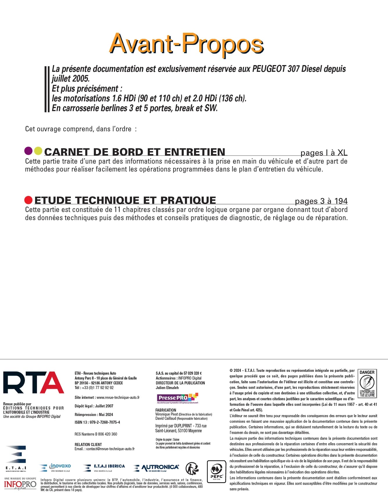 Peugeot 307 phase 2 (2005 - 2008) diesel - Revue Technique