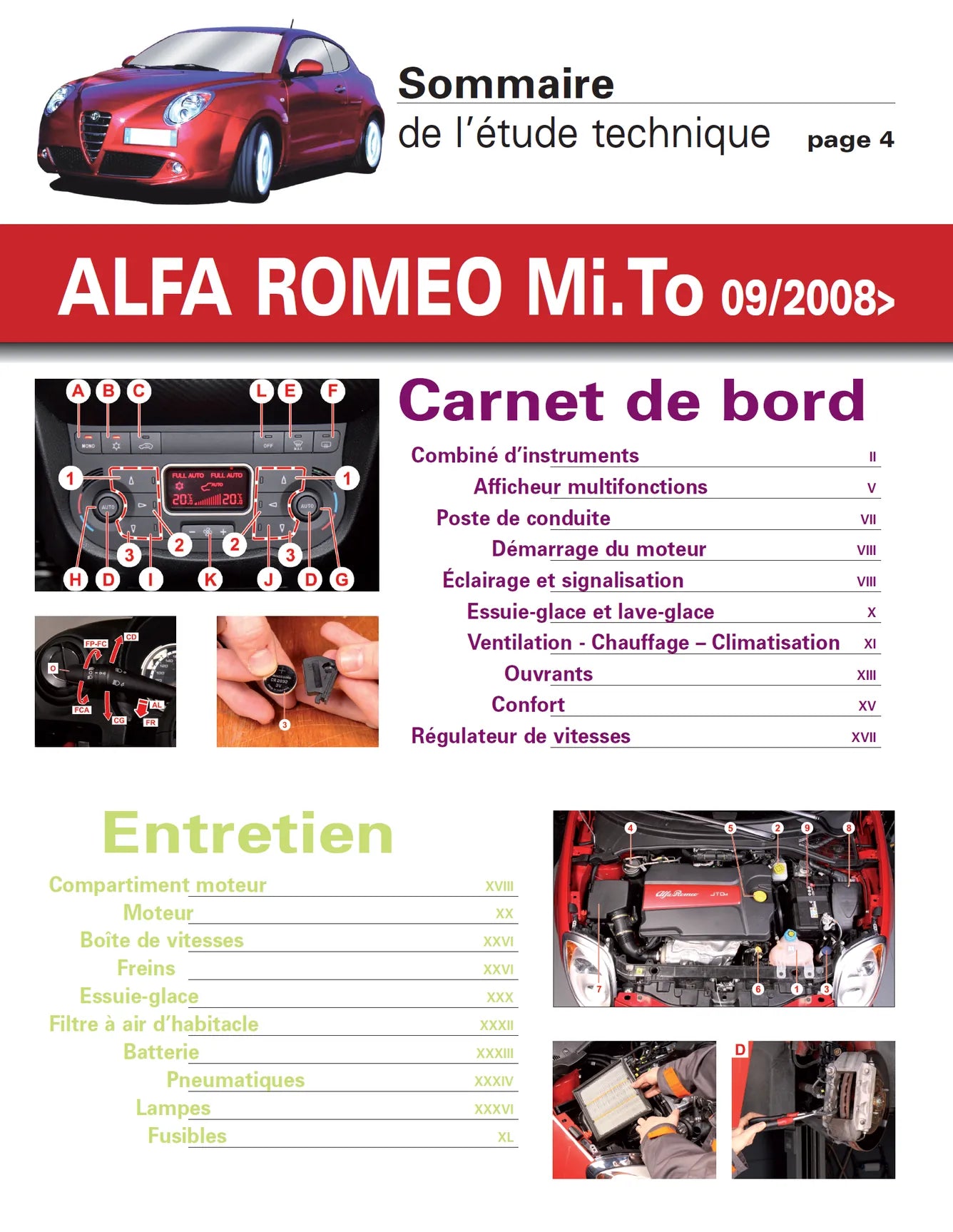 Alfa Romeo MiTo phase 1 (2008 - 2010) - Revue Technique