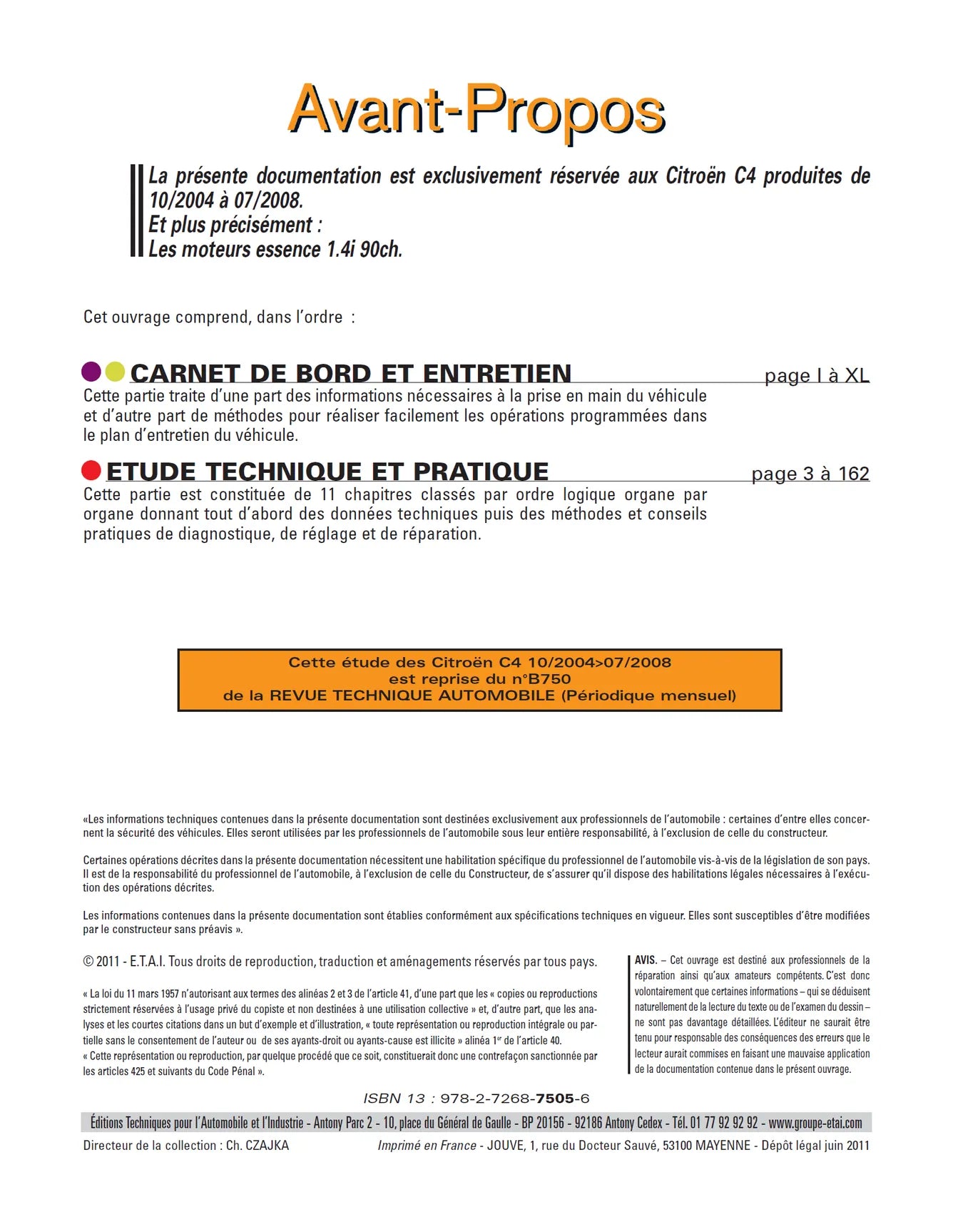 Citroën C4 I phase 1 (2004 - 2008) 1.4 essence - Revue Technique