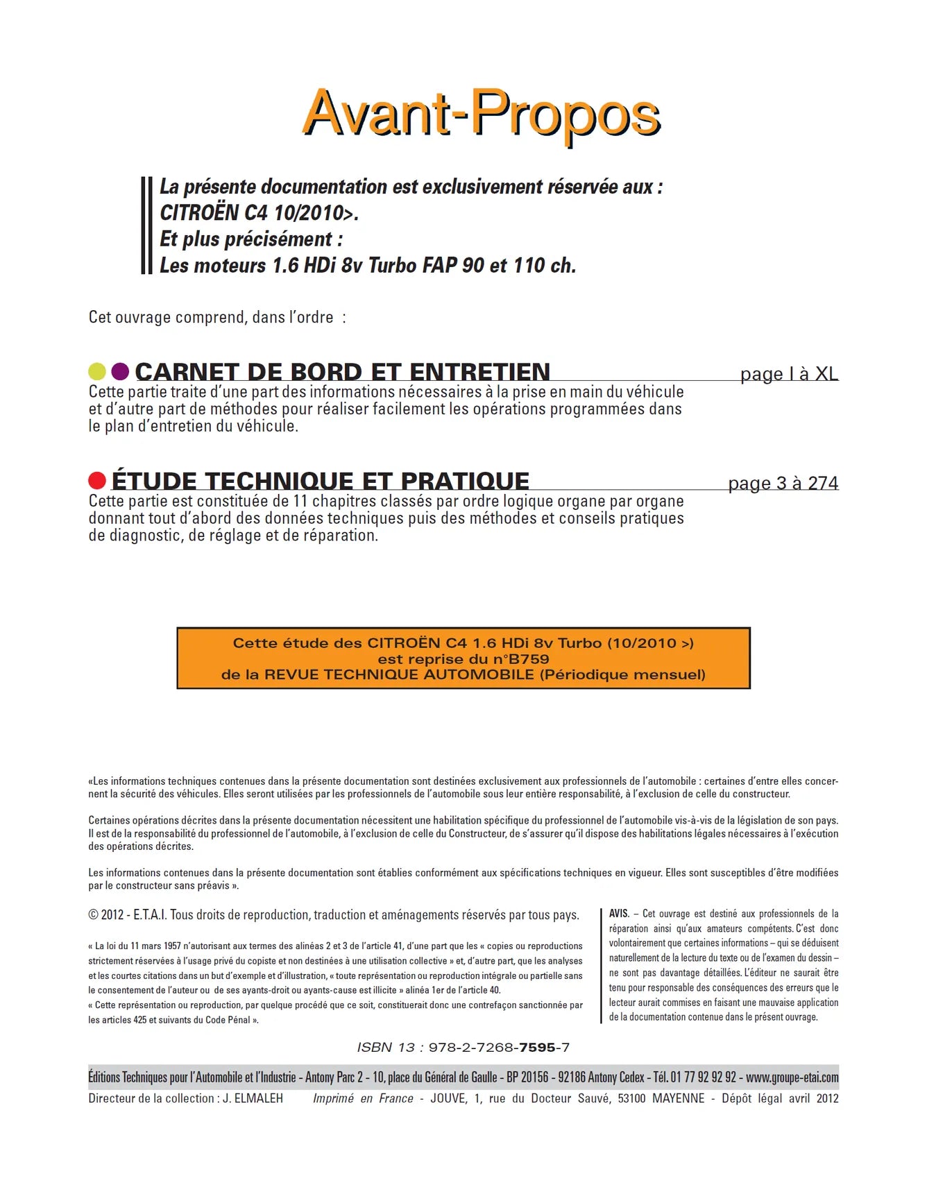 Citroën C4 II phase 1 (2010 - 2014) - Revue Technique