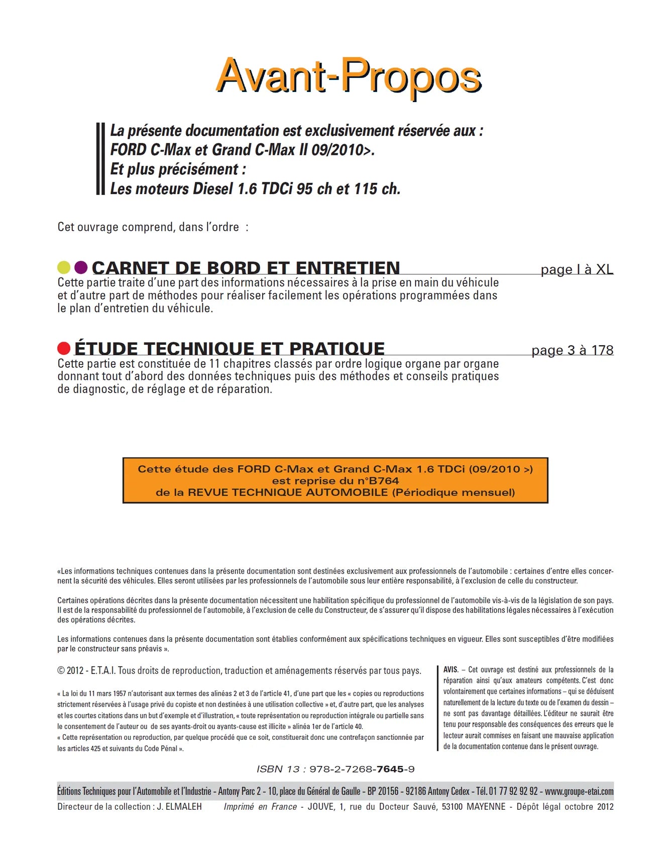 Ford Cmax et Grand C-max II phase 1 (2010 - 2015) - Revue Technique