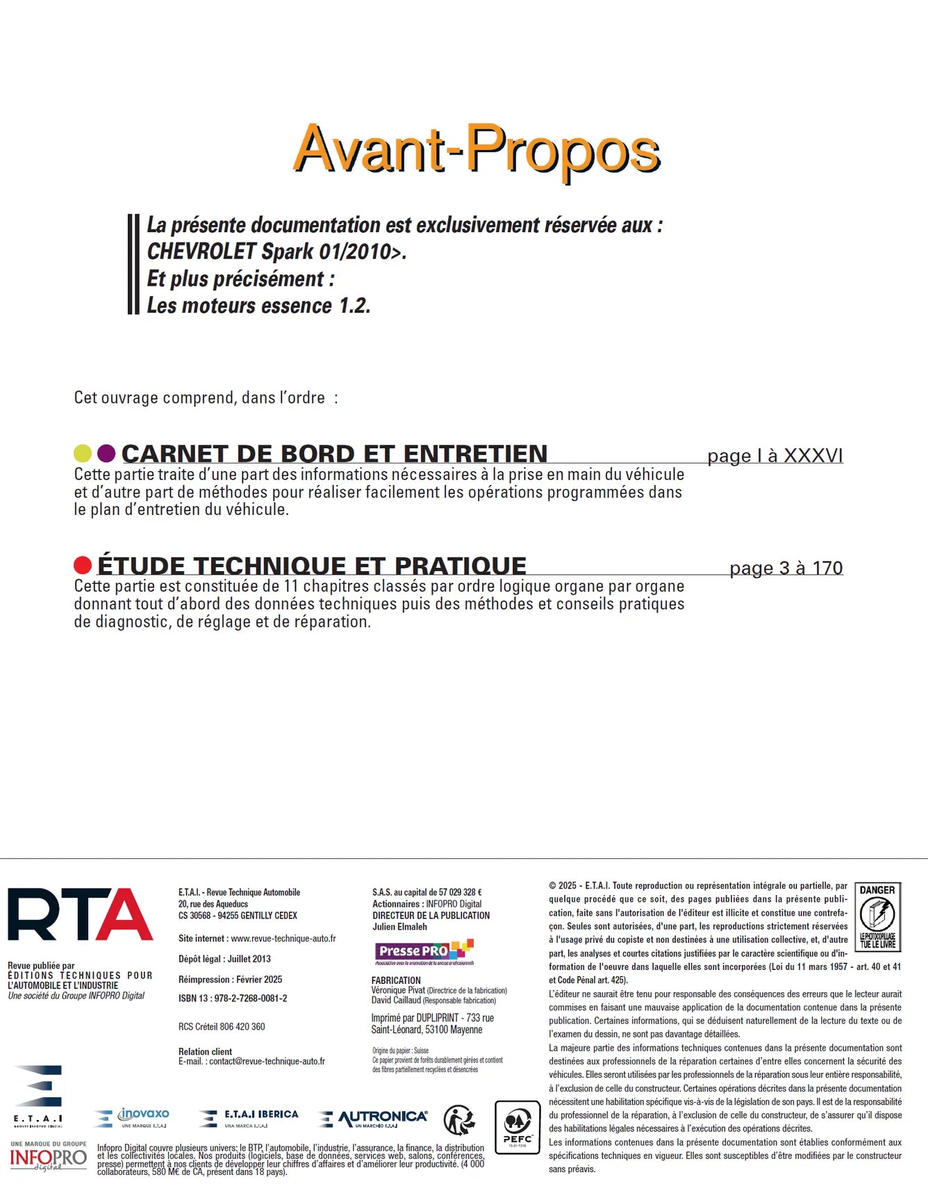 Chevrolet Spark I phase 1 (2010 - 2012) - Revue Technique
