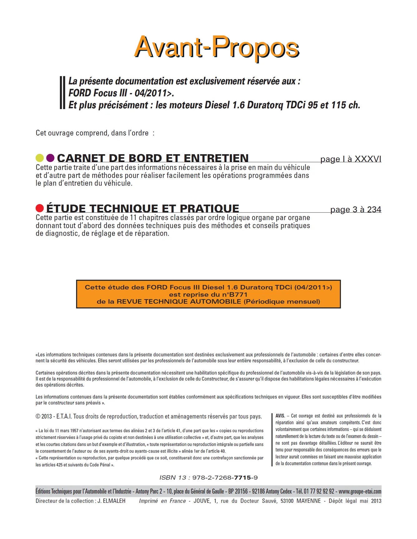 Ford Focus III phase 1 (2011 - 2015) - Revue Technique